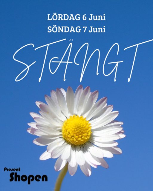 I helgen har vi stängt, på Lördag eftersom det är 6 Juni och på Söndag för att vi nu tar lite sommarledigt på söndagar, vi ses i September igen på Söndagar 🤗☀️🇸🇪