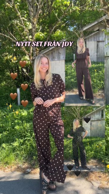 Nämen titta här!!! JDY har kombinerat två saker som vi älskar:
ett set OCH prickar😍
(Och är du inget fan av prickar så finns det även i helbrunt som också synes i videon)📸

Tunt och gött material men ändå inte transparent✨ Perfekt att hoppa i sommarens varma dagar☀️

Topp: 250kr
Bott: 280kr
🤎🤎🤎🤎

#presentshopenkinnarp