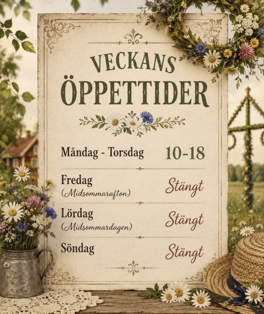 Midsommarveckan 🍓🥂🇸🇪☀️

Vi har öppet precis som vanligt fram till torsdag så det finns gott om tid till att fixa den nya outfiten, nya dojjor, kanske en ny duk och lite snygga glas! 🥂🍓

Välkommen till Kinnarp 🤗