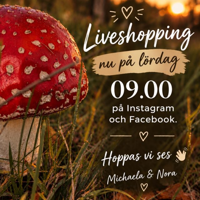 Höstens första Liveshopping vill du inte missa så ta en låååång härlig lördagsfrukost medan Michaela och Nora bjuder på en hel massa fina höst-outfits, höstiga skor och mysiga detaljer till hemmet ❤️🍁

Vi ses på skärmen nu på Lördag kl. 09.00 👋🏻🤗

P.S Kan du inte se den live så kommer den som vanligt dyka upp här i vårt flöde också ✨ D.S

#presentshopenkinnarp #skoshopenkinnarp #liveshopping