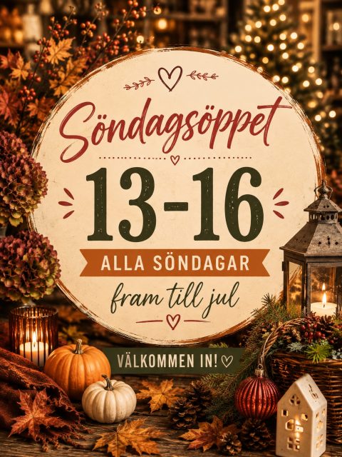 Vi har gått in i September månad och med det hälsar vi er hjärtligt välkomna till oss även på Söndagar 🥰🍂

Vi har öppet 13-16 varje söndag fram till Jul och självklart är både Presentshopen och Skoshopen öppna!

Hoppas vi ses, en Söndag eller vilken dag som helst i veckan - nu har vi öppet 7 dagar i veckan 🤗🍂✨

Och ja - ChatGPT fick hjälpa till även med denna bilden för ”hen” gör det så mycket finare och snabbare än mig! 😅 /Michaela
