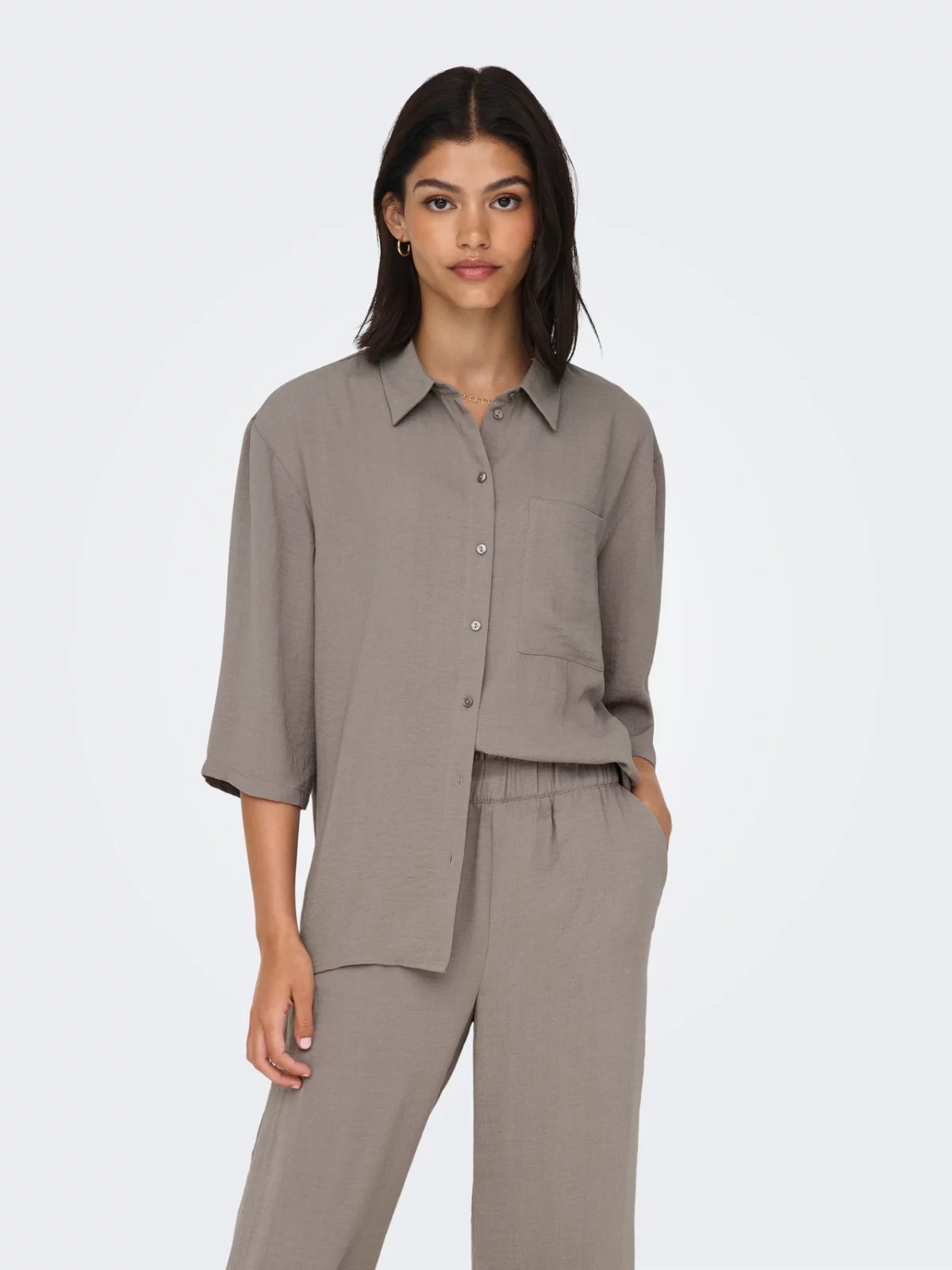 JDYDIVYA LIFE 3/4 LOOSE SHIRT Driftwood