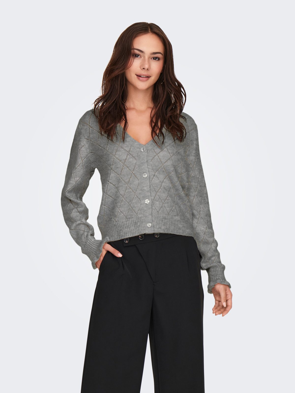 JDYLETTY L/S V-NECK CARDIGAN Light Grey Melange