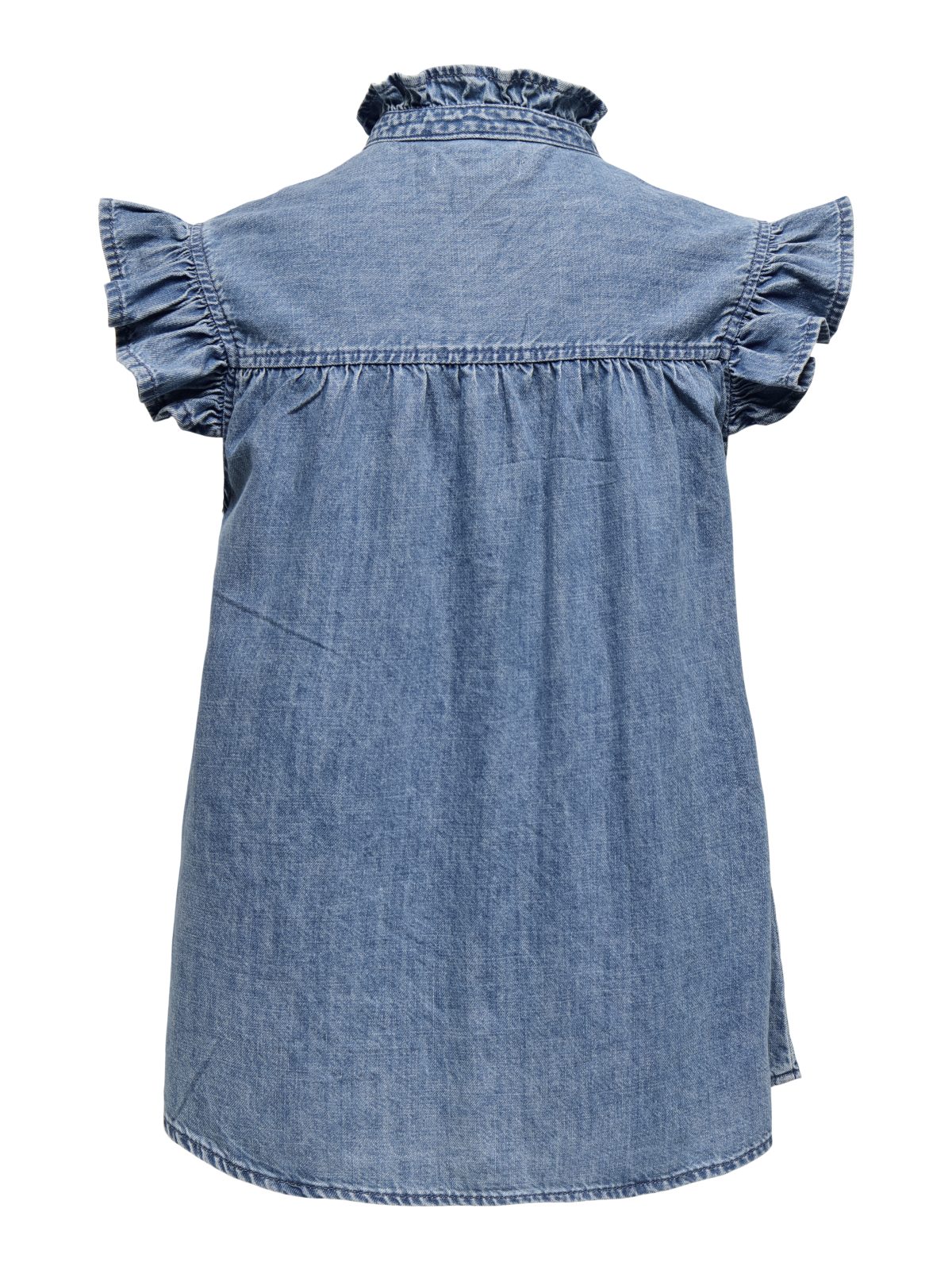ONLSHANIA S/L FRILL SHIRT Medium Blue Denim