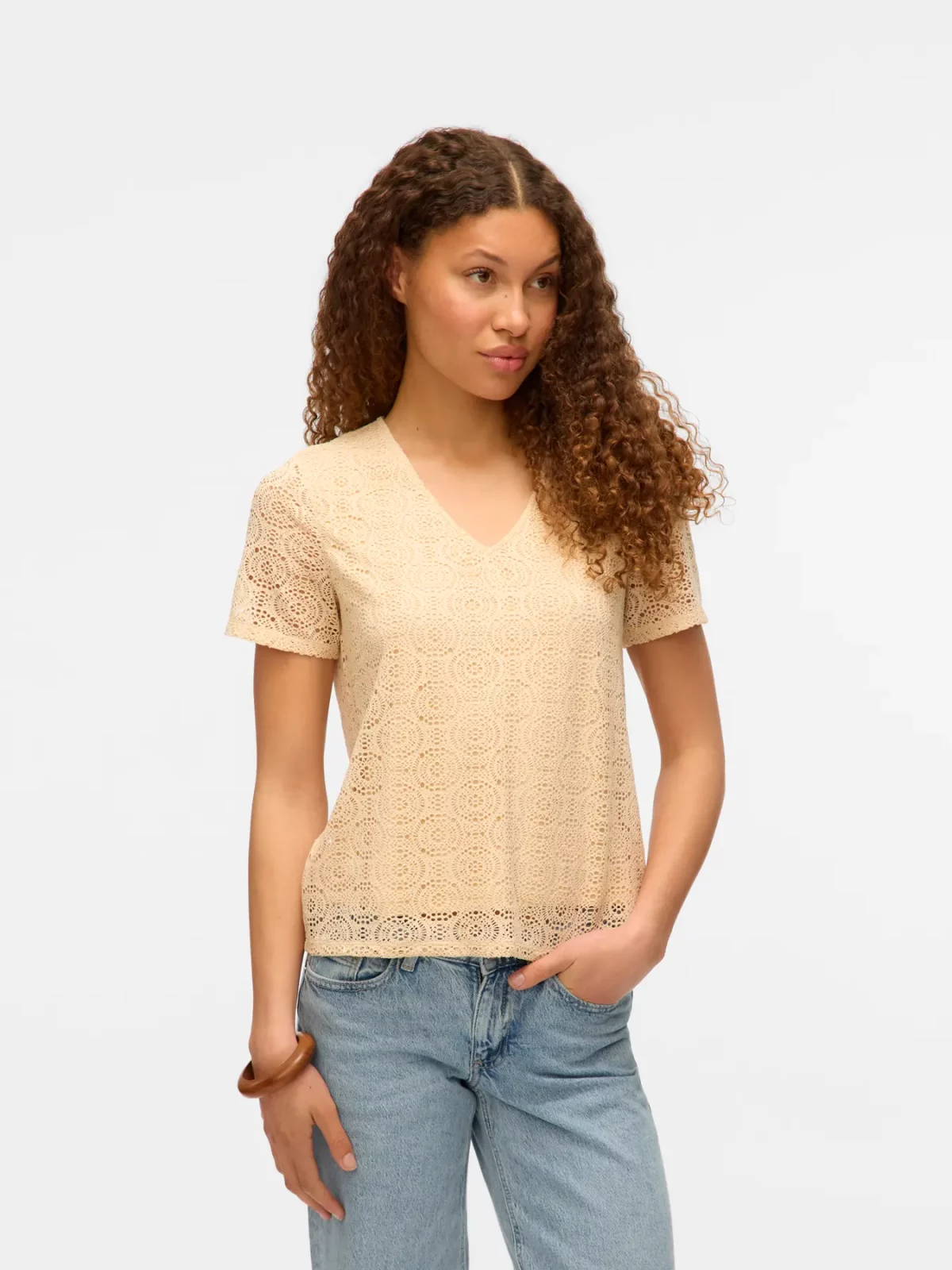VMMAYA SS V NECK TOP Birch