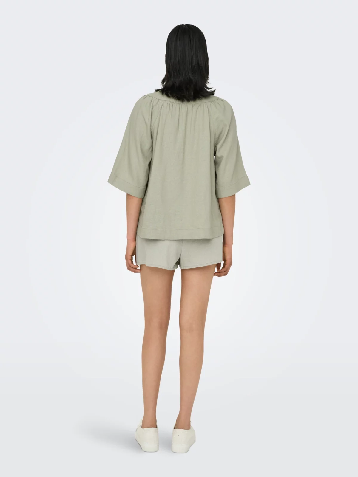 ONLCARO 2/4 V-NECK LINEN TOP Tea - Bild 6