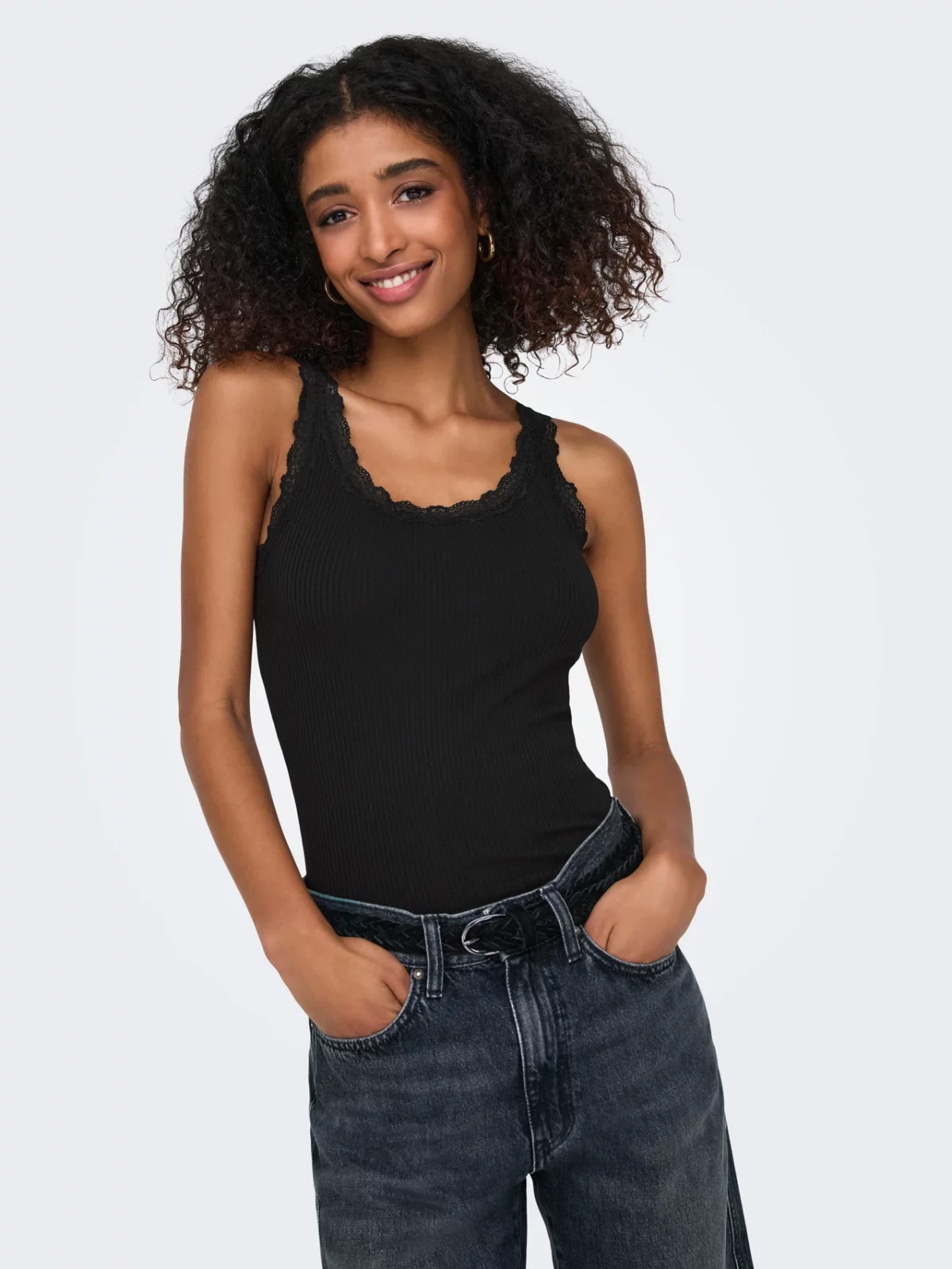 ONLSARA SHARAI LACE TANK TOP Black
