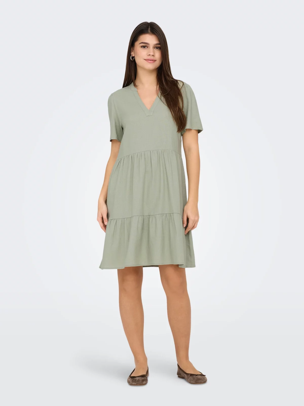 ONLTIRI-CARO S/S V-NECK DRESS Tea