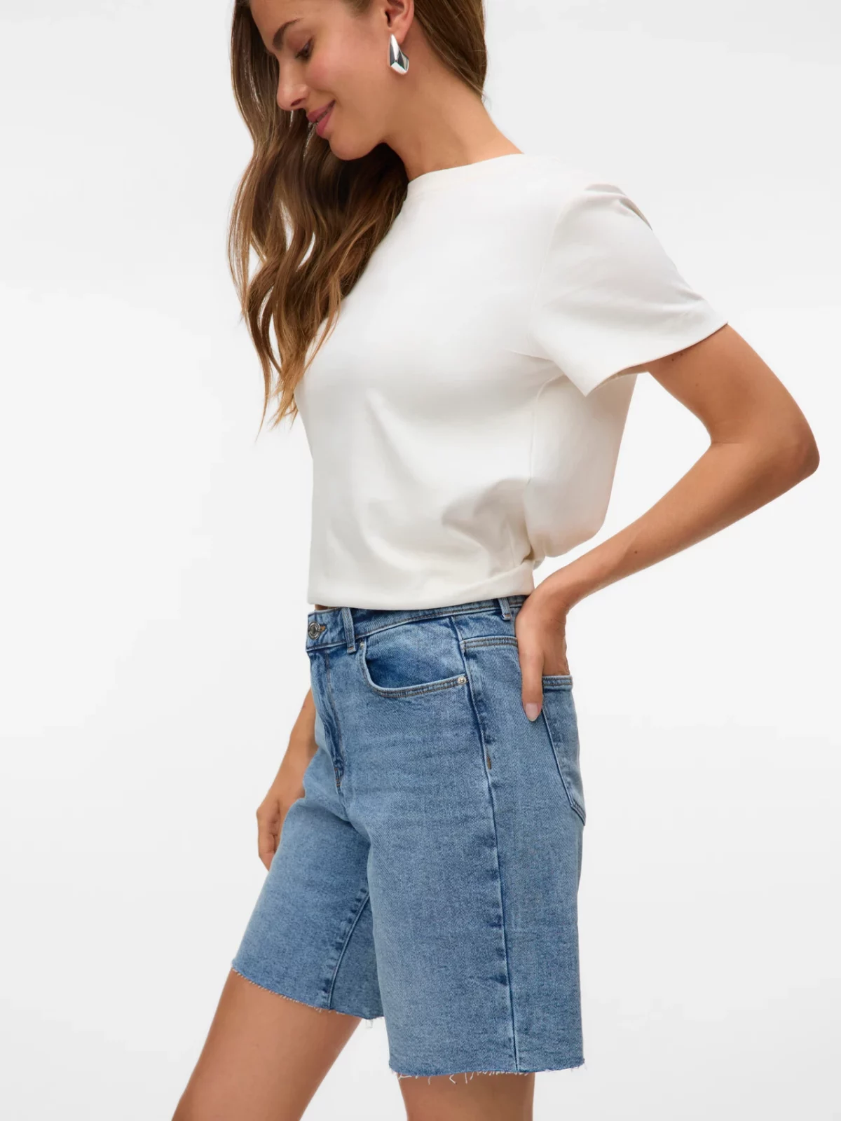 VMCLEO LONG DNM SHORTS Light Blue Denim
