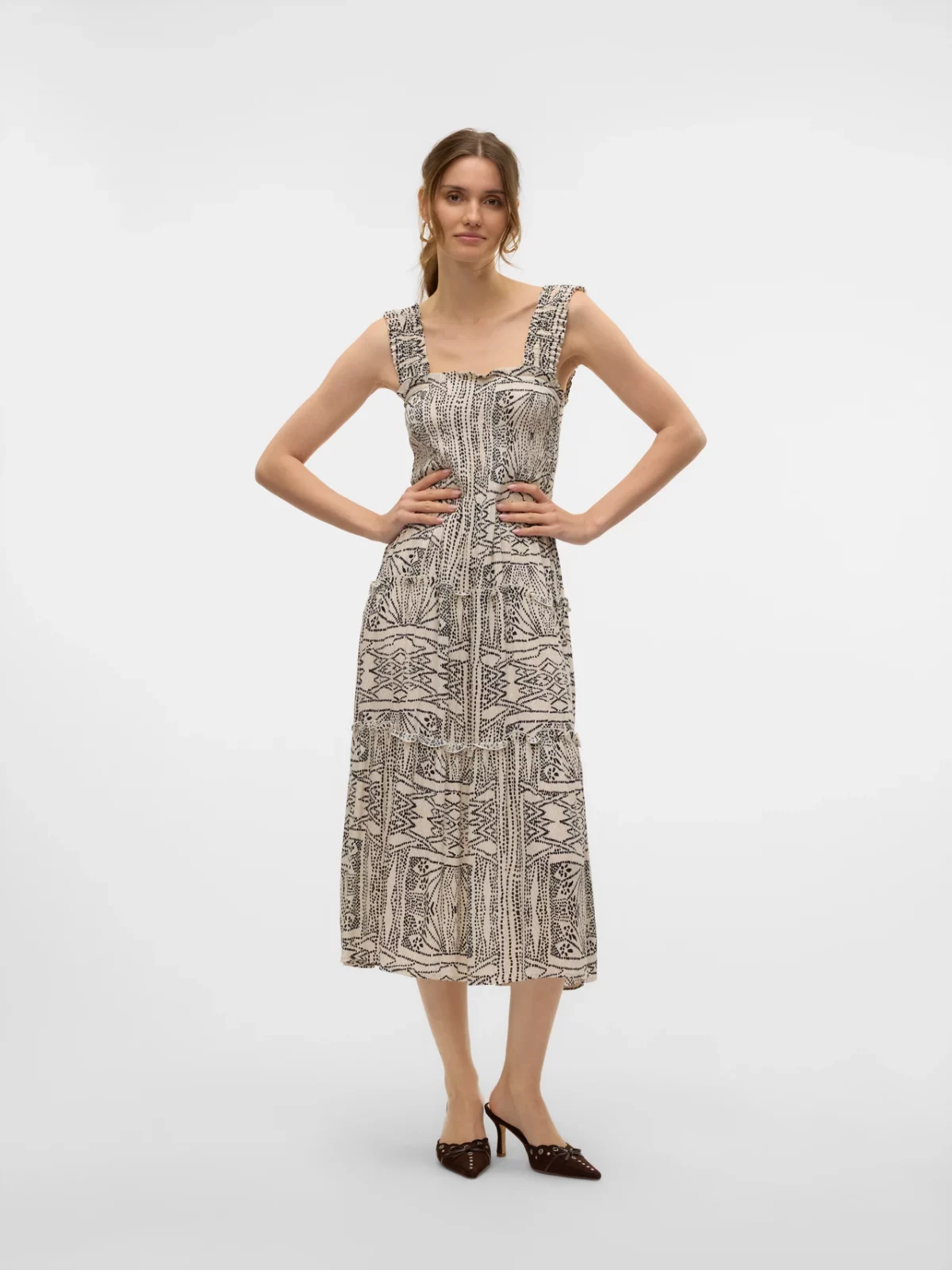 VMMENNY SL SMOCK CALF DRESS Oatmeal Tenna
