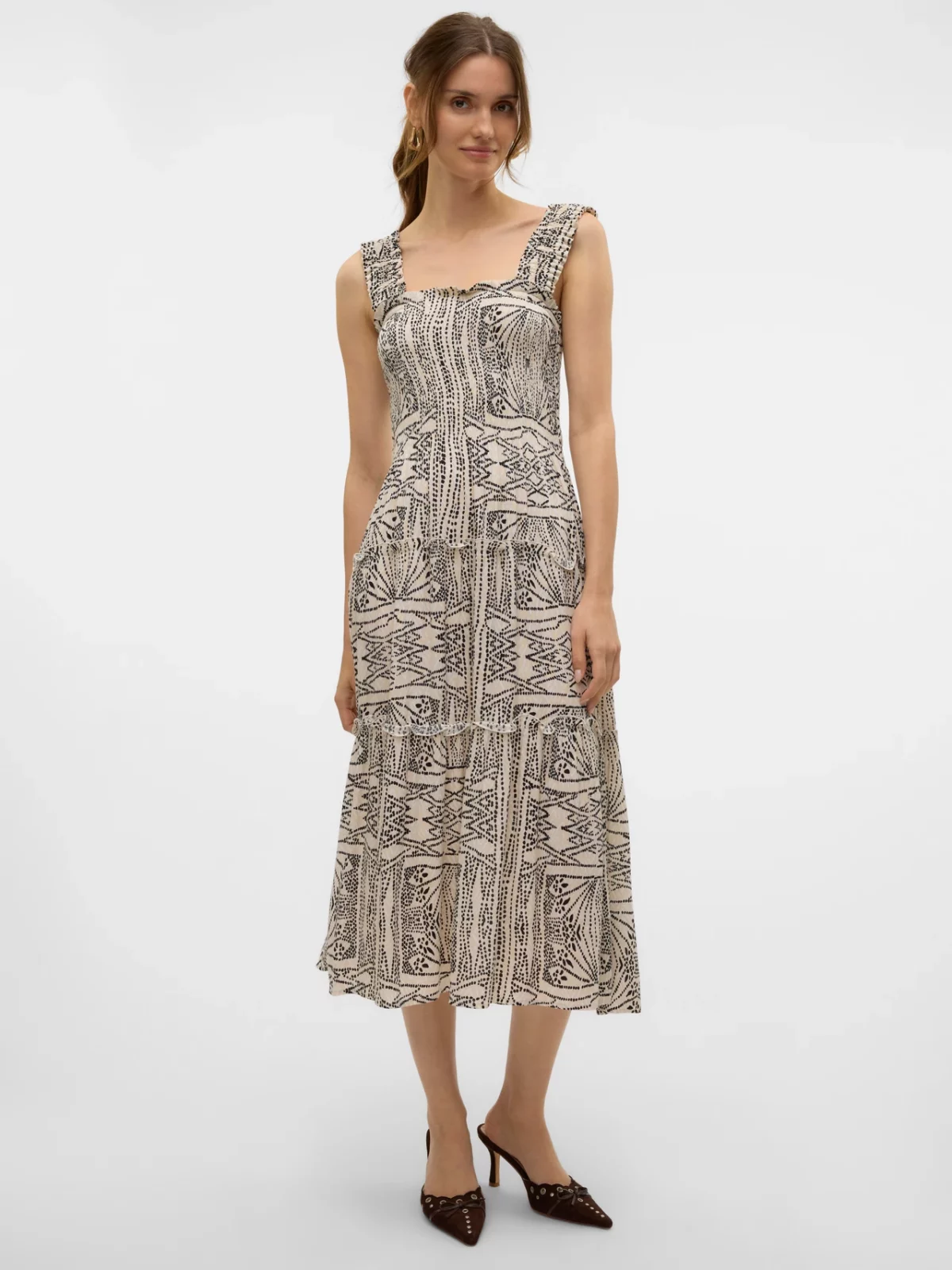 VMMENNY SL SMOCK CALF DRESS Oatmeal Tenna