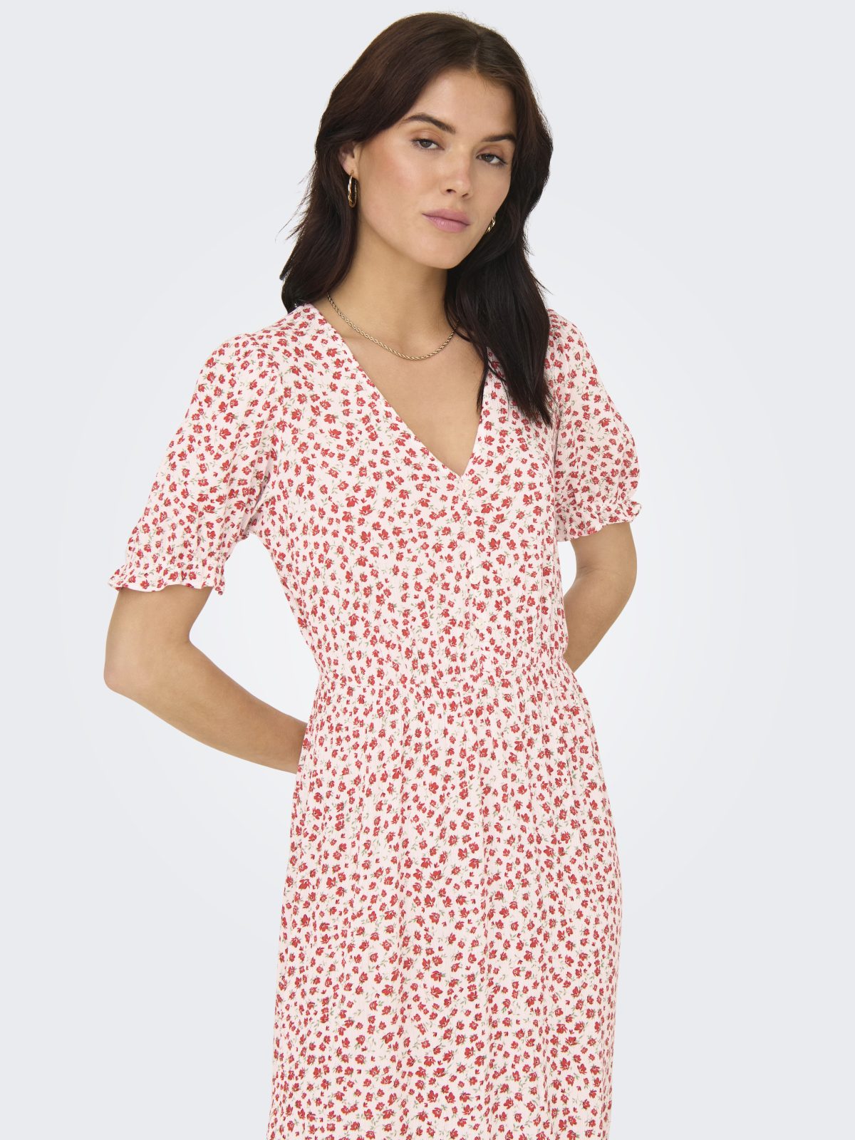 ONLCHIANTI S/S LONG DRESS Red Lucy Flower