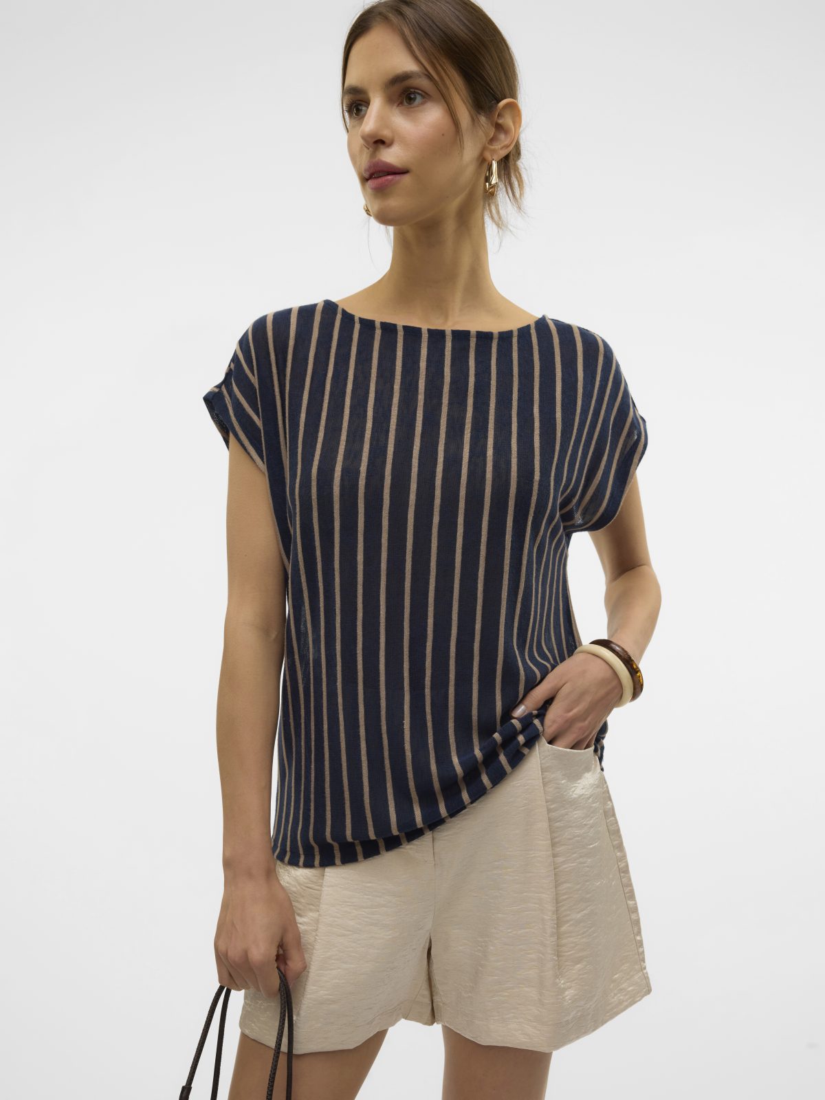 VMLANA SS BOAT NECK TOP Navy Blazer