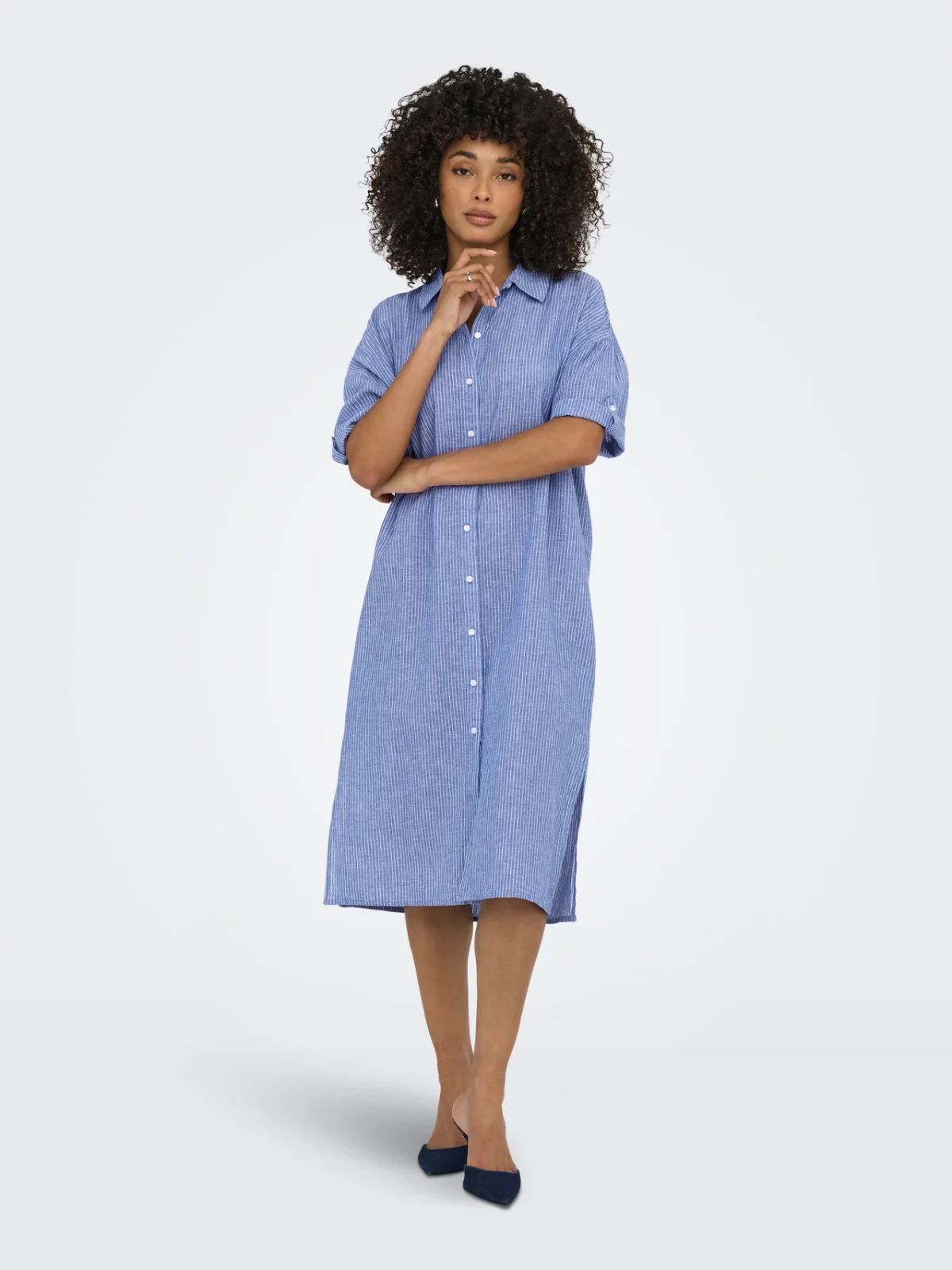 JDYMILA 2/4 LINEN MIDI DRESS Star Sapphire