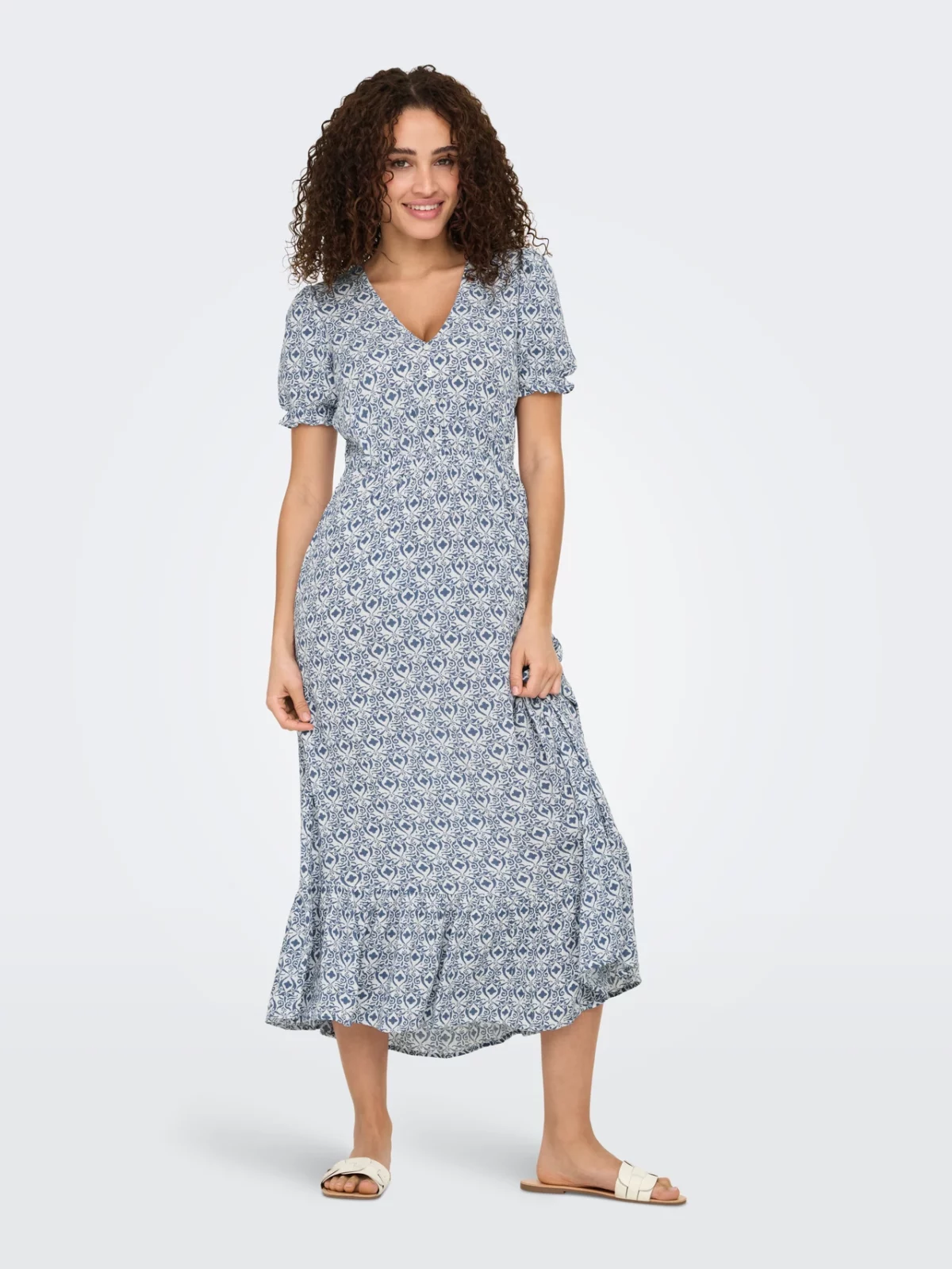ONLCHIANTI S/S LONG DRESS Smith Blue Graphic