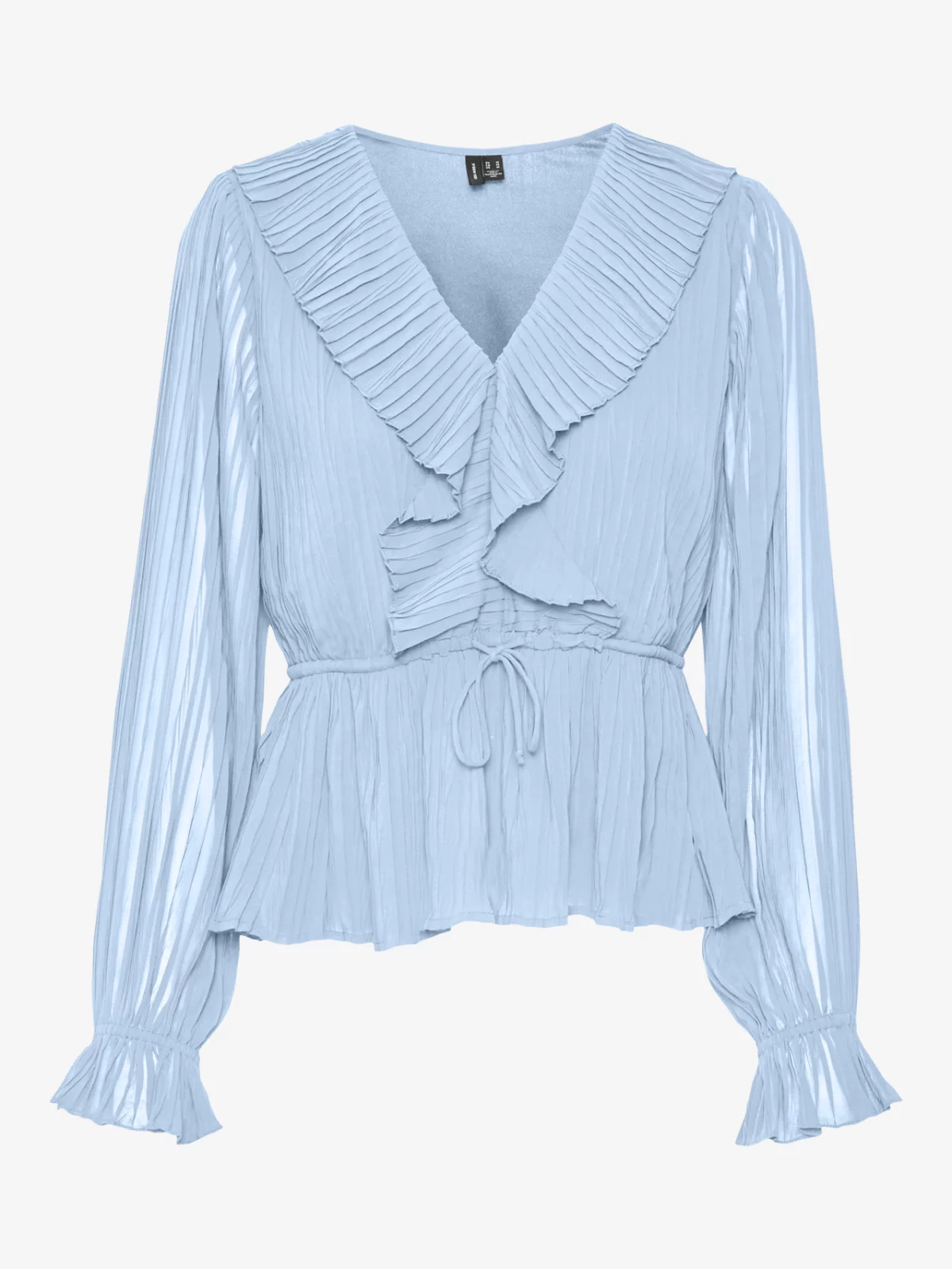 VMDORA L/S FRILL PLEAT TOP Ice Water