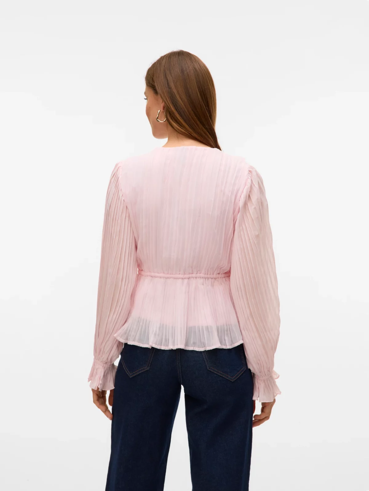 VMDORA L/S FRILL PLEAT TOP Pink-A-Boo