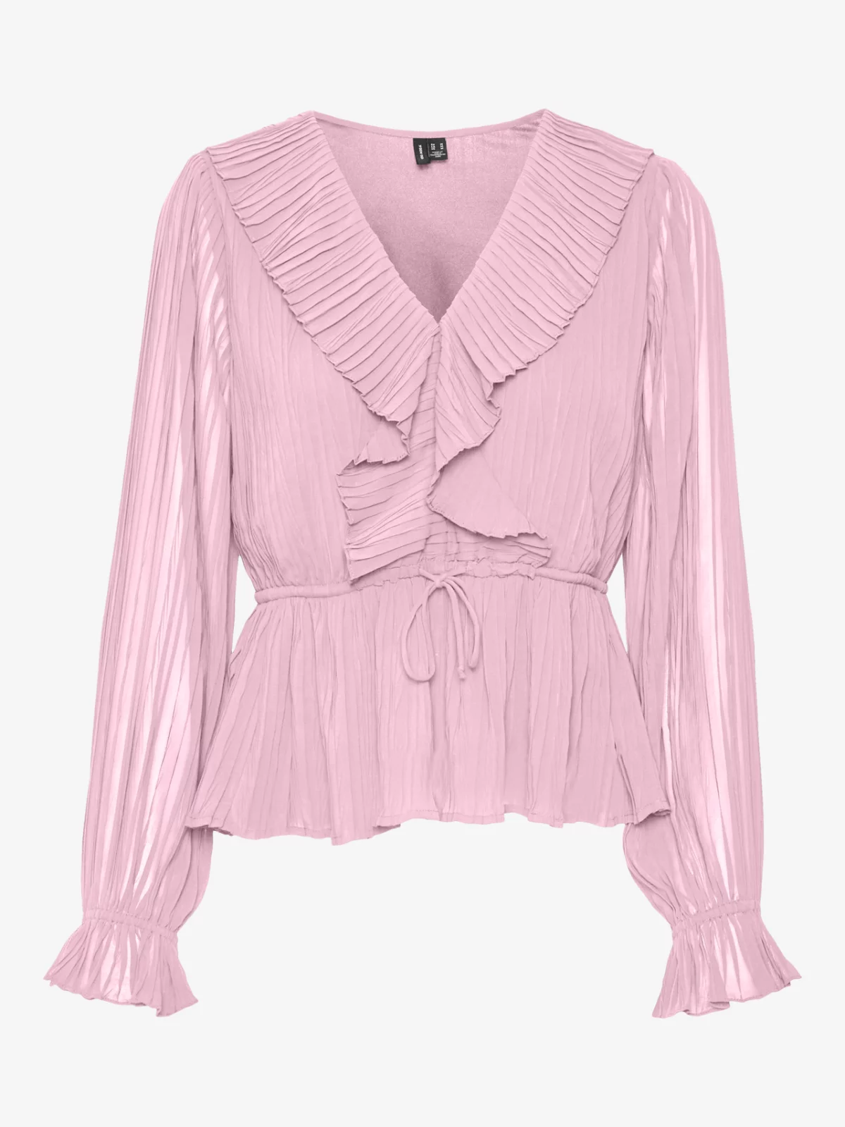 VMDORA L/S FRILL PLEAT TOP Pink-A-Boo