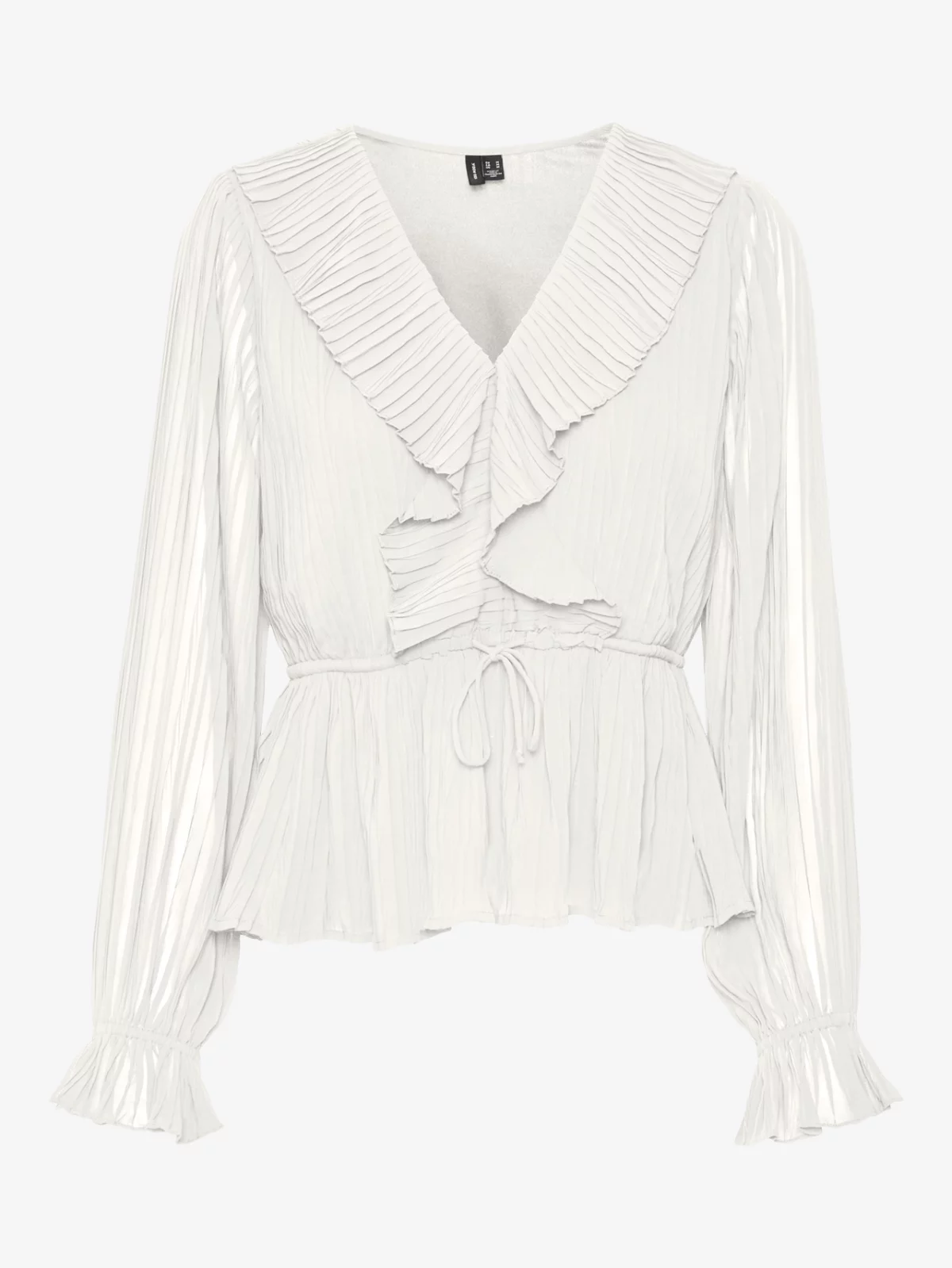 VMDORA L/S FRILL PLEAT TOP Snow White