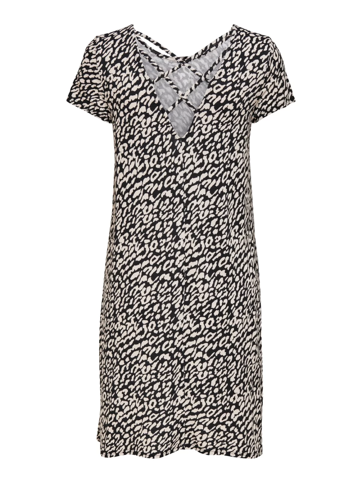 ONLBERA BACK LACE S/S DRESS Black Eggnog Leo - Bild 2