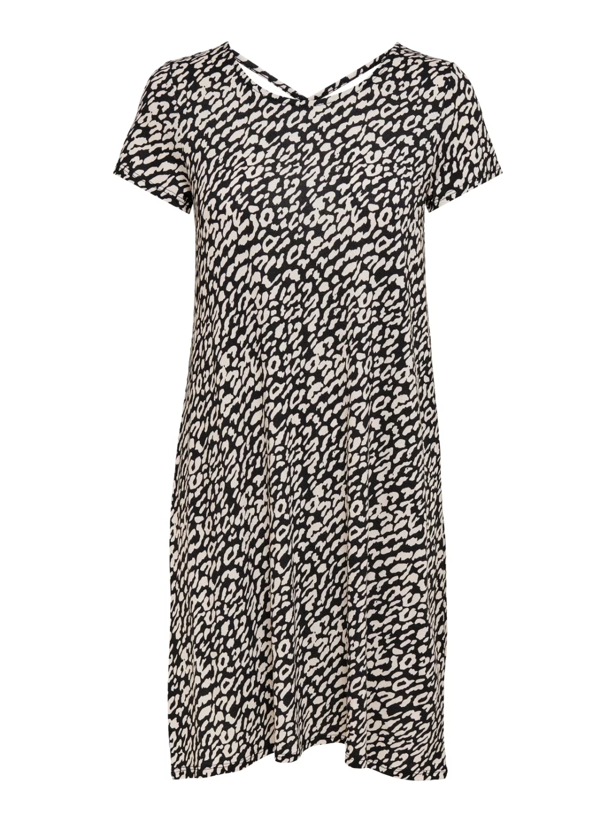 ONLBERA BACK LACE S/S DRESS Black Eggnog Leo