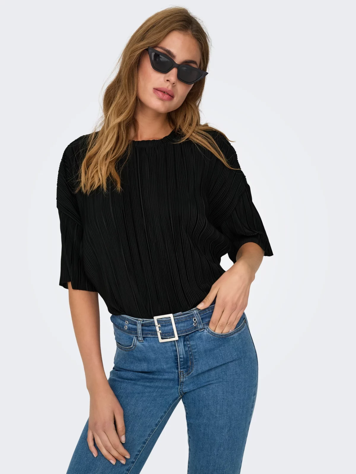 ONLRAVENNA S/S PLISSE TOP Black - Bild 3