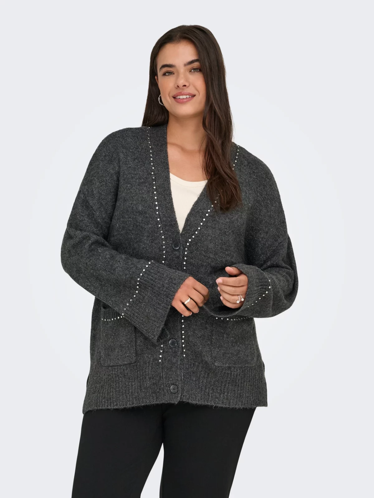 CARELSIE STUDS CARDIGAN Medium Grey - Bild 3