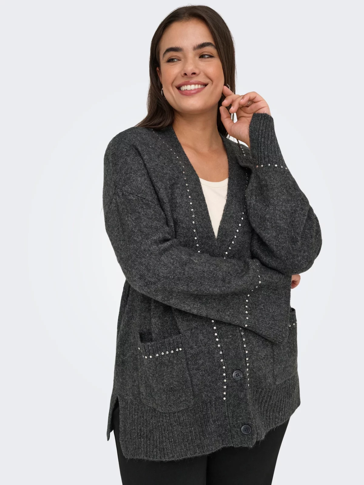 CARELSIE STUDS CARDIGAN Medium Grey - Bild 6