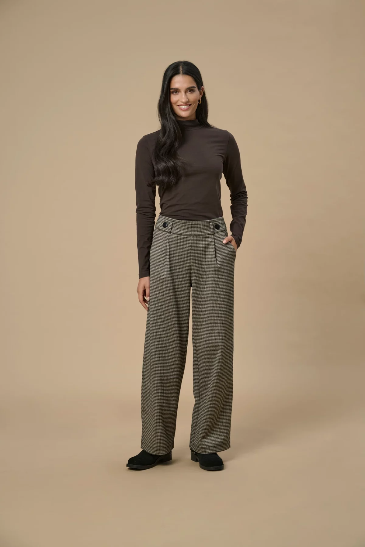 JDYGEGGO MIA LONG CHECK PANT Cobblestone - Bild 4