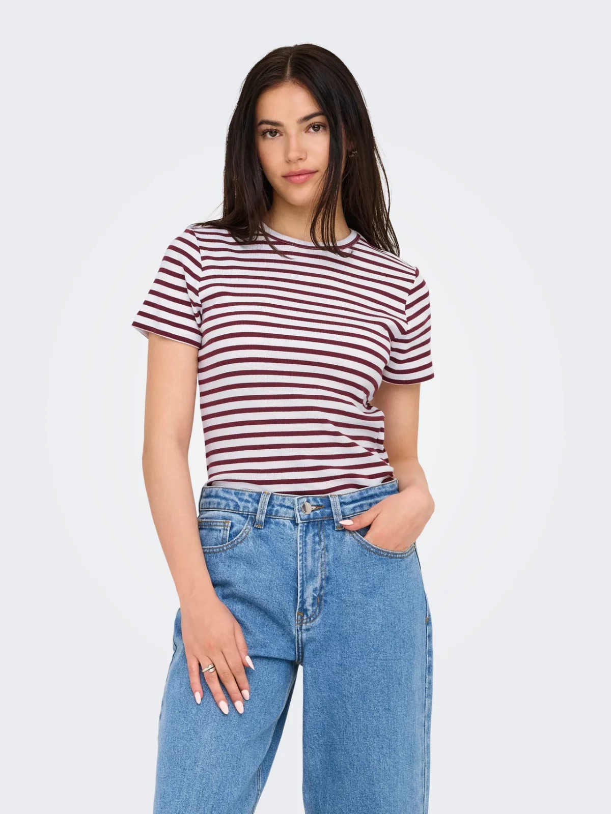 JDYSOLAR S/S O NECK TOP Maroon Banner - Bild 3