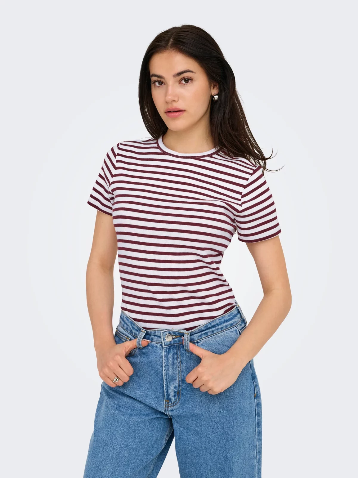 JDYSOLAR S/S O NECK TOP Maroon Banner - Bild 4