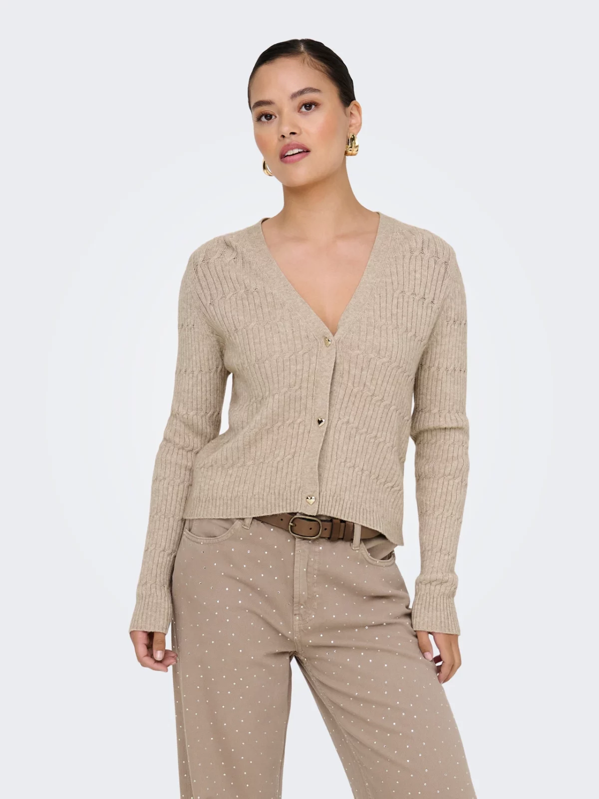 ONLKATIA LIFE LS VNECK CARDIGAN Mocha Meringue - Bild 3