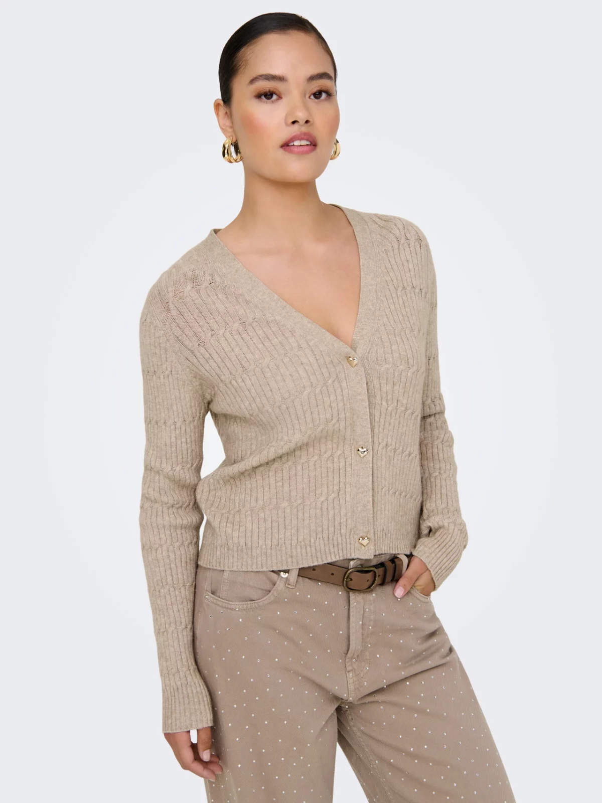 ONLKATIA LIFE LS VNECK CARDIGAN Mocha Meringue - Bild 4