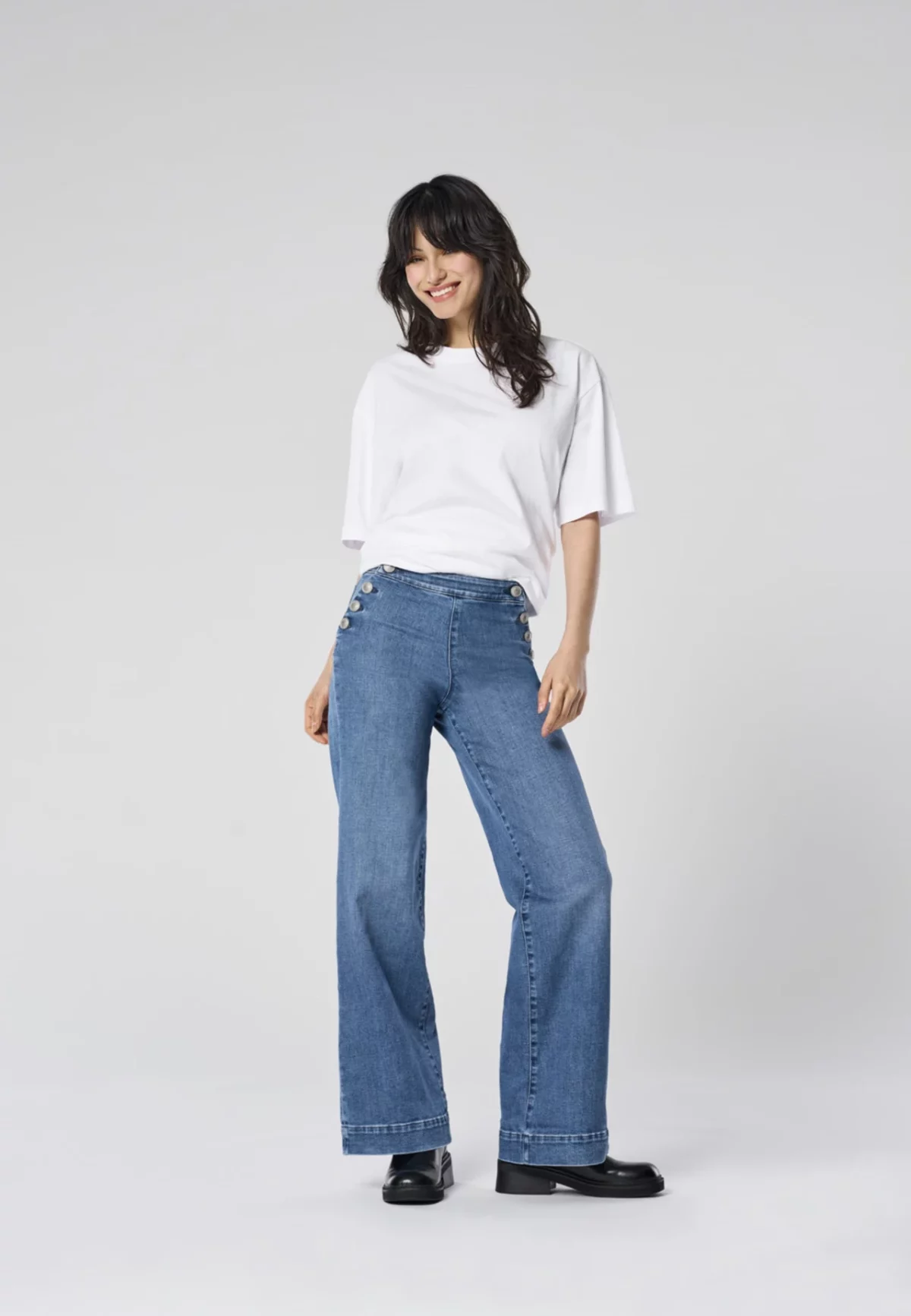 ONLMADISON BUTTON WIDE Medium Blue Denim - Bild 3