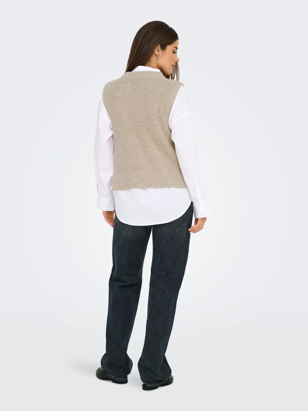 ONLPARIS LIFE SL SLIT VEST KNT Pumice Stone - Bild 6