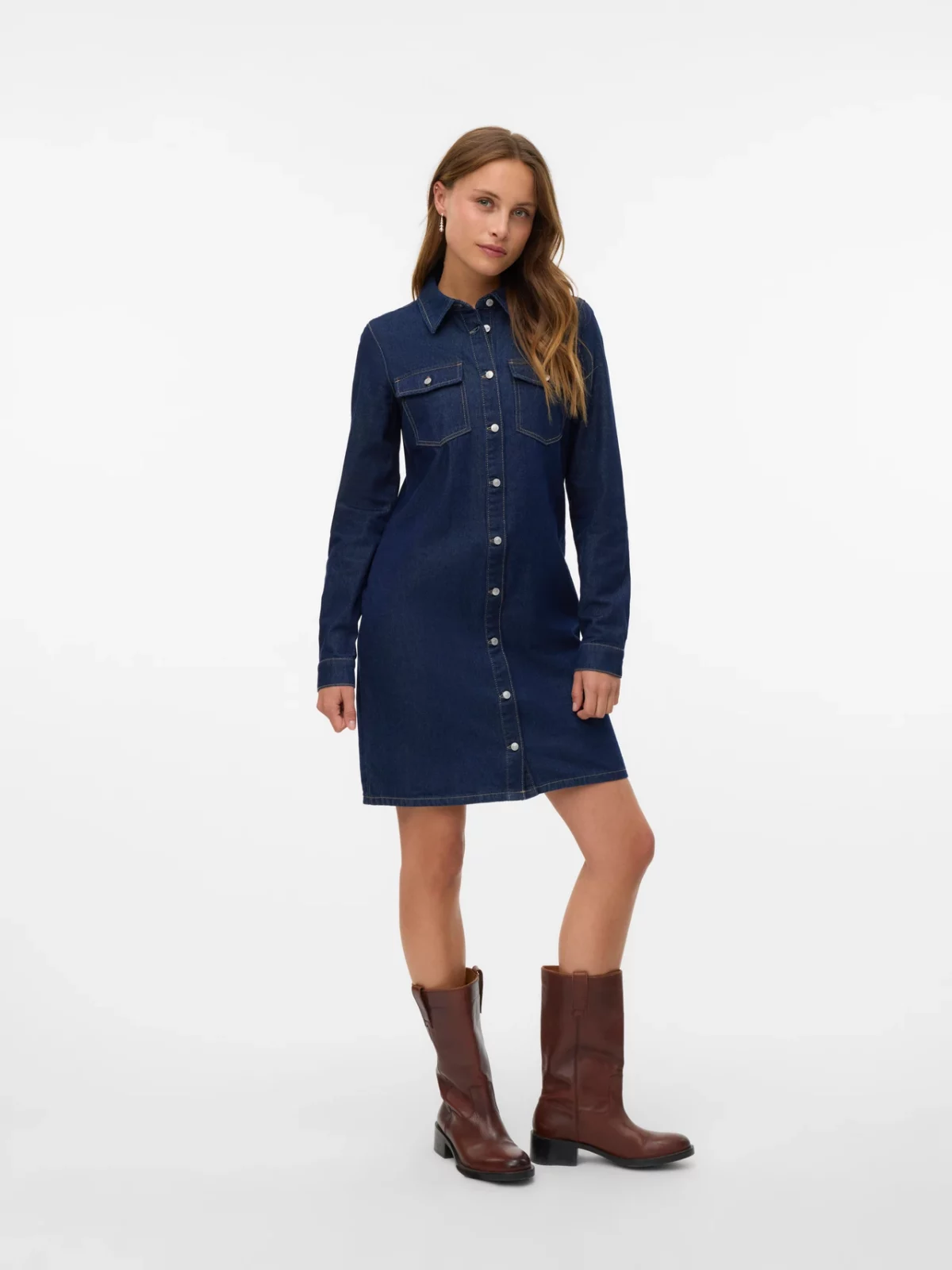 VMJENNIE SHORT DENIM DRESS Dark Blue Denim - Bild 3