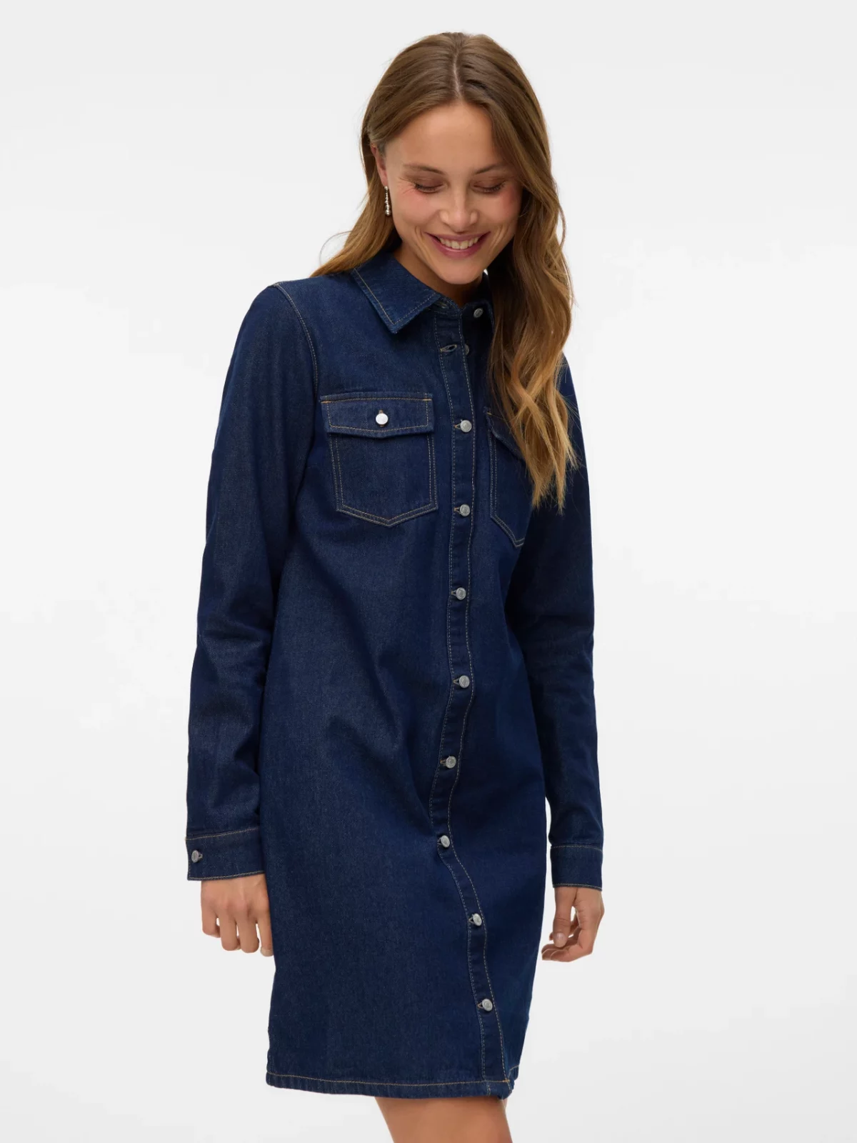 VMJENNIE SHORT DENIM DRESS Dark Blue Denim - Bild 4