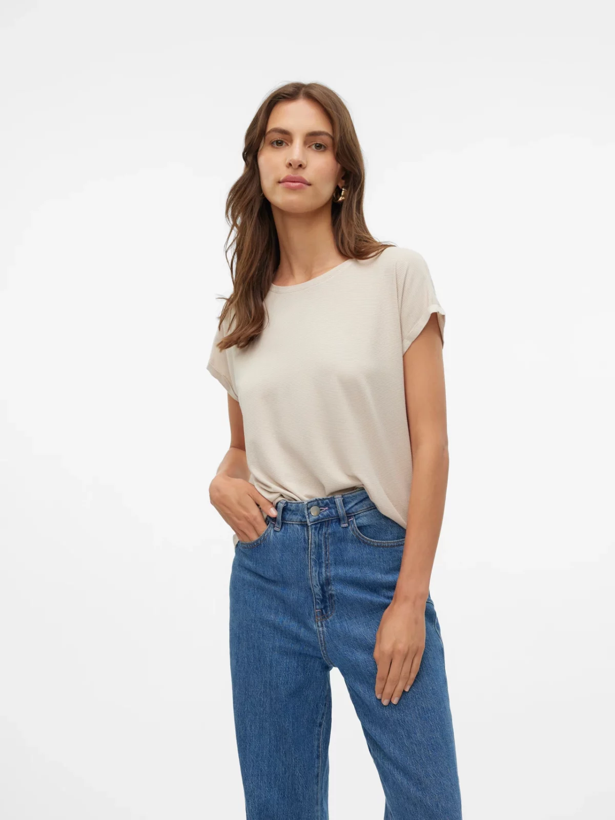 VMLAVA GLITTER SS TOP STRIPE Oatmeal - Bild 2