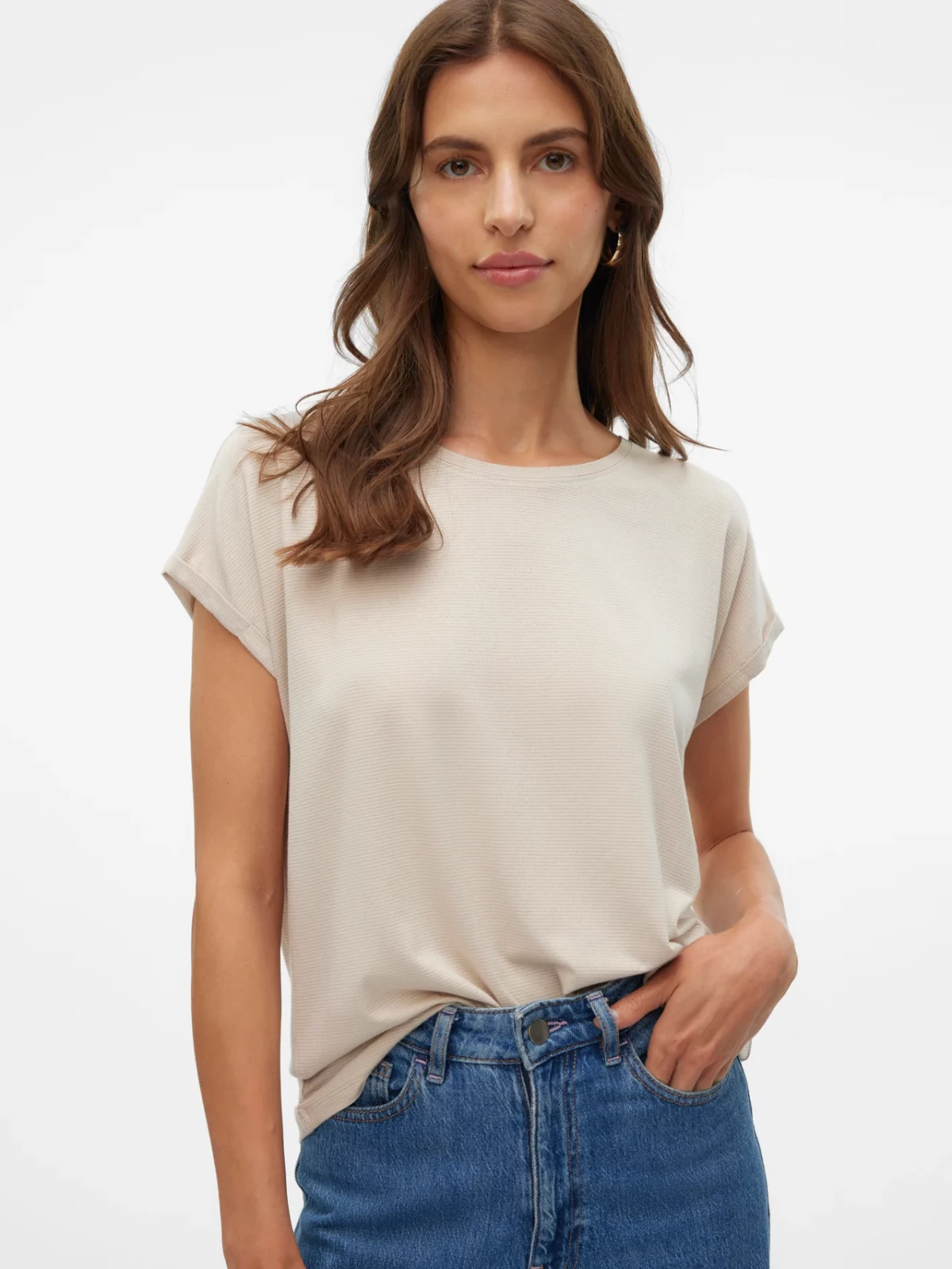 VMLAVA GLITTER SS TOP STRIPE Oatmeal - Bild 3