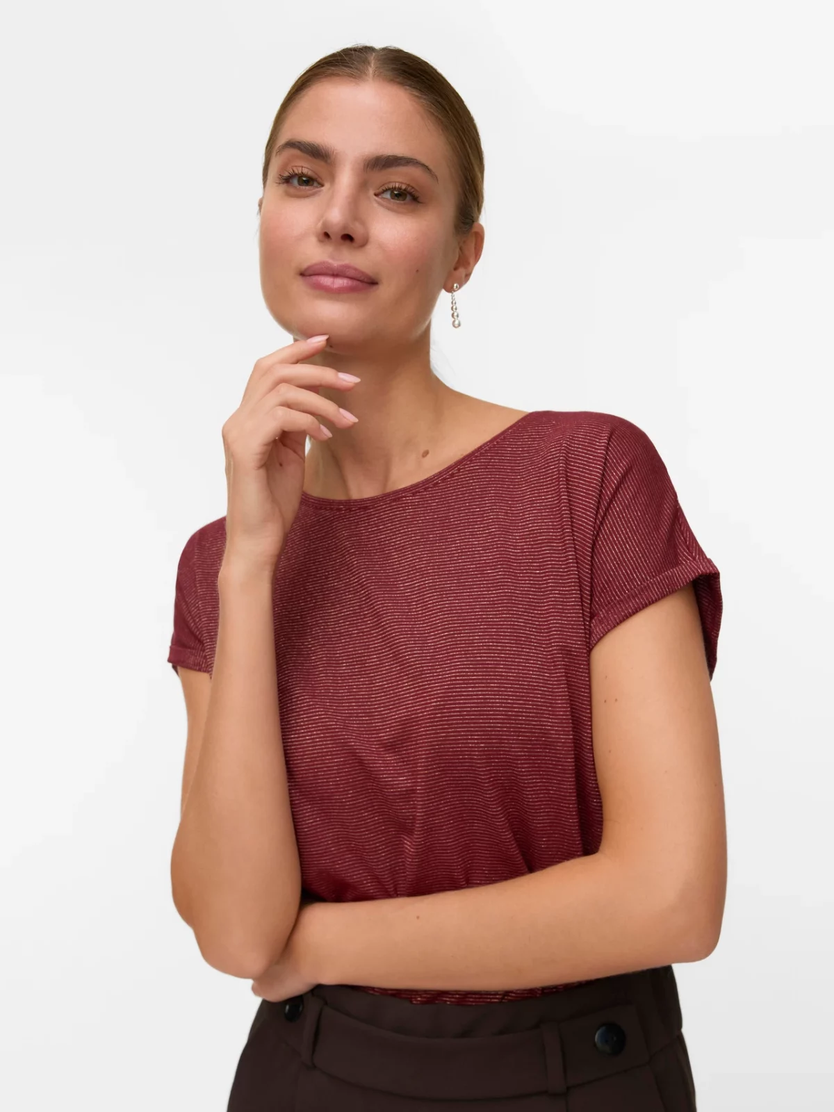 VMLAVA GLITTER SS TOP STRIPE Syrah - Bild 2