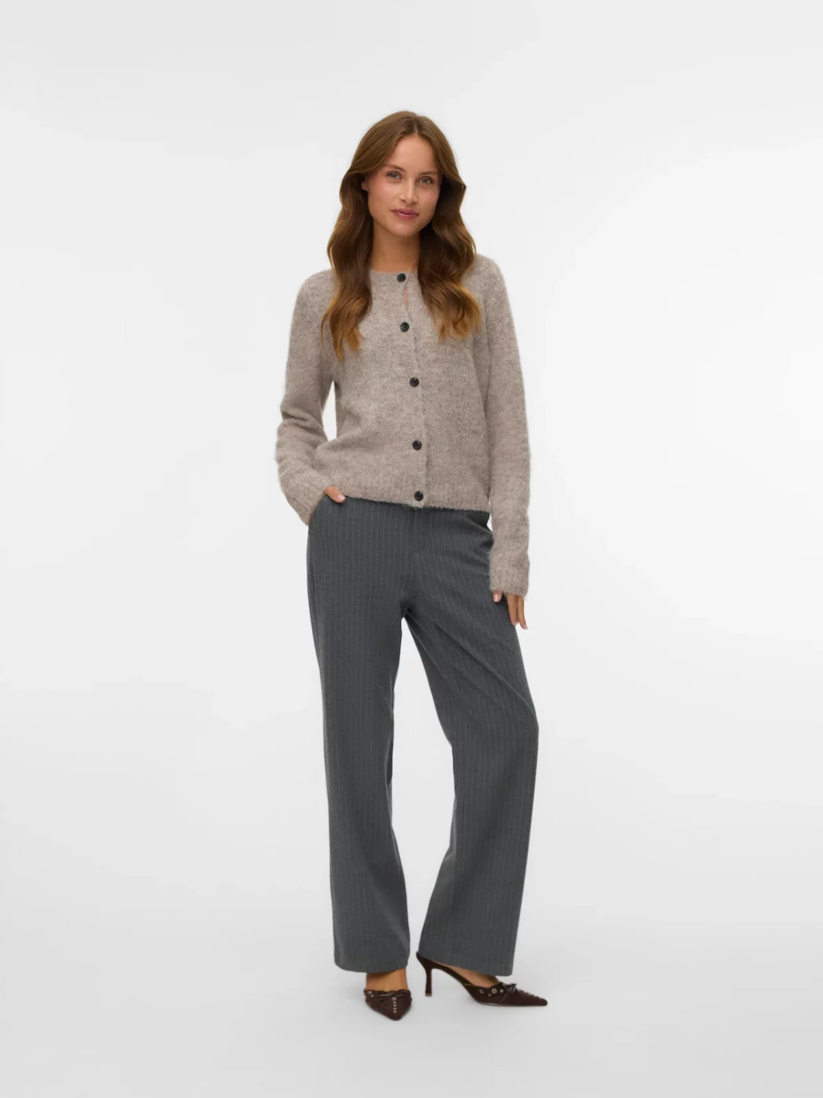 VMNOVAH LS O-NECK BUTTON CARDIGAN Fossil - Bild 3