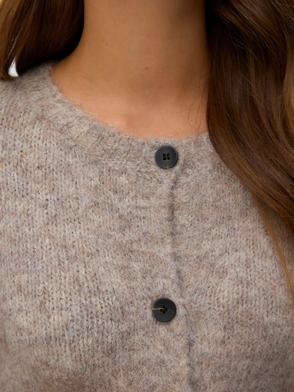 VMNOVAH LS O-NECK BUTTON CARDIGAN Fossil - Bild 5