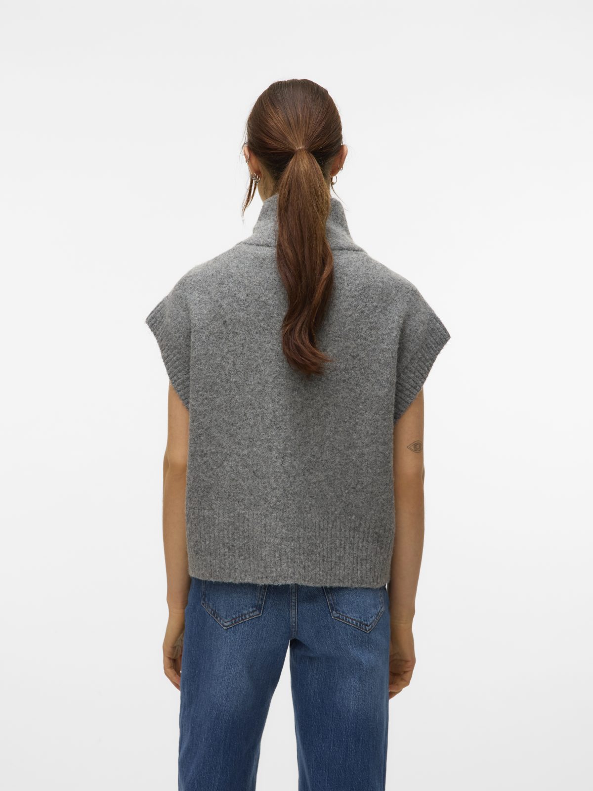VMBANG HIGHNECK ZIPPER VEST Medium Grey Melange - Bild 3