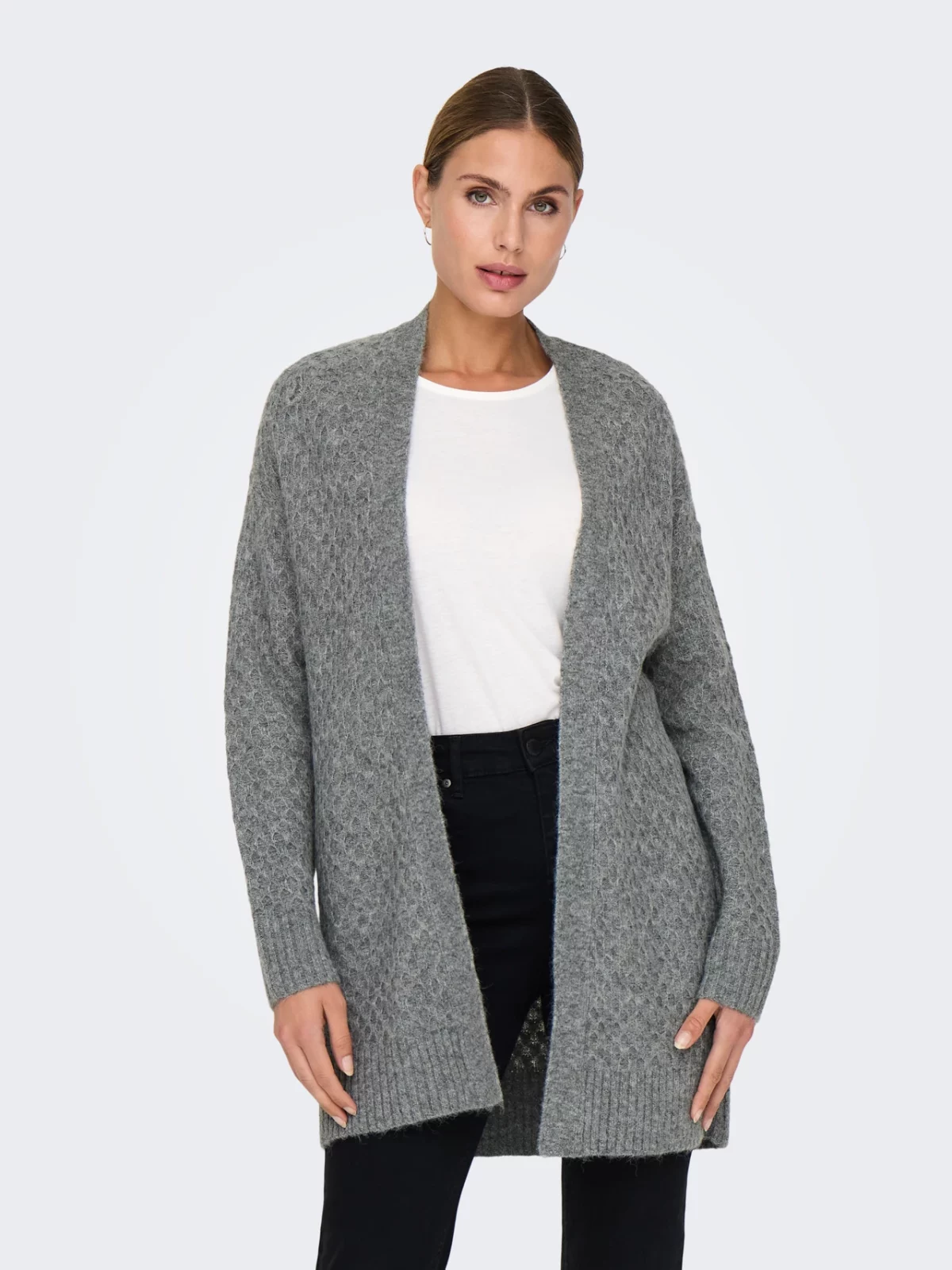 JDYBIGUM L/S LONG OPEN CARDIGAN Medium Grey Melange - Bild 3