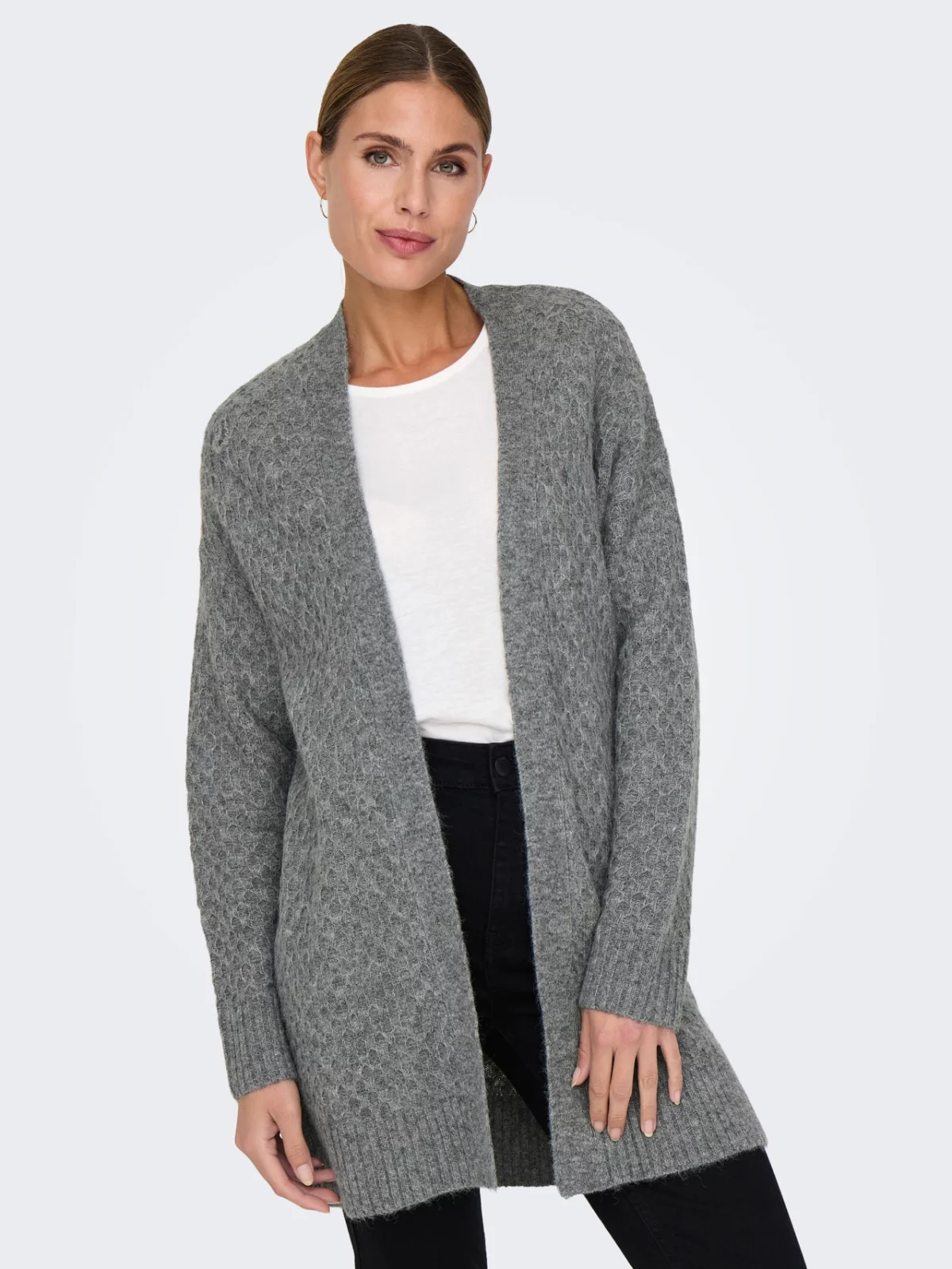 JDYBIGUM L/S LONG OPEN CARDIGAN Medium Grey Melange - Bild 4