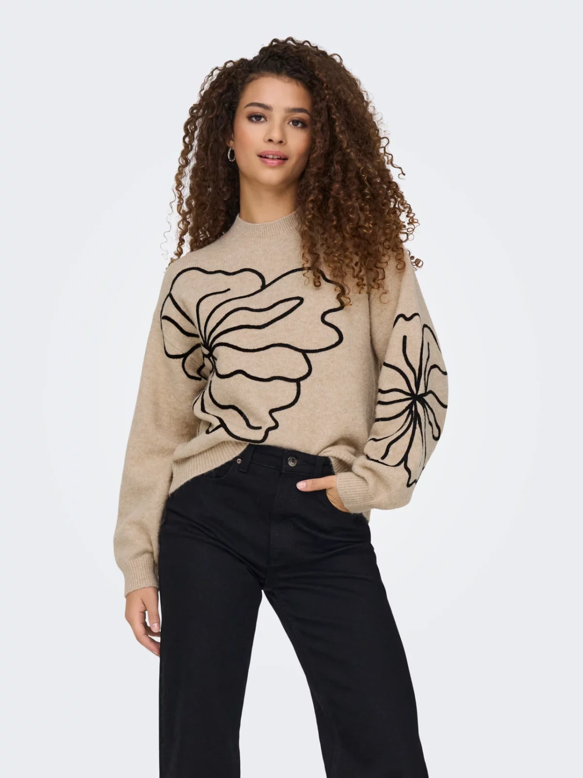 JDYJELLA L/S FLOWER PULLOVER Cement - Bild 3