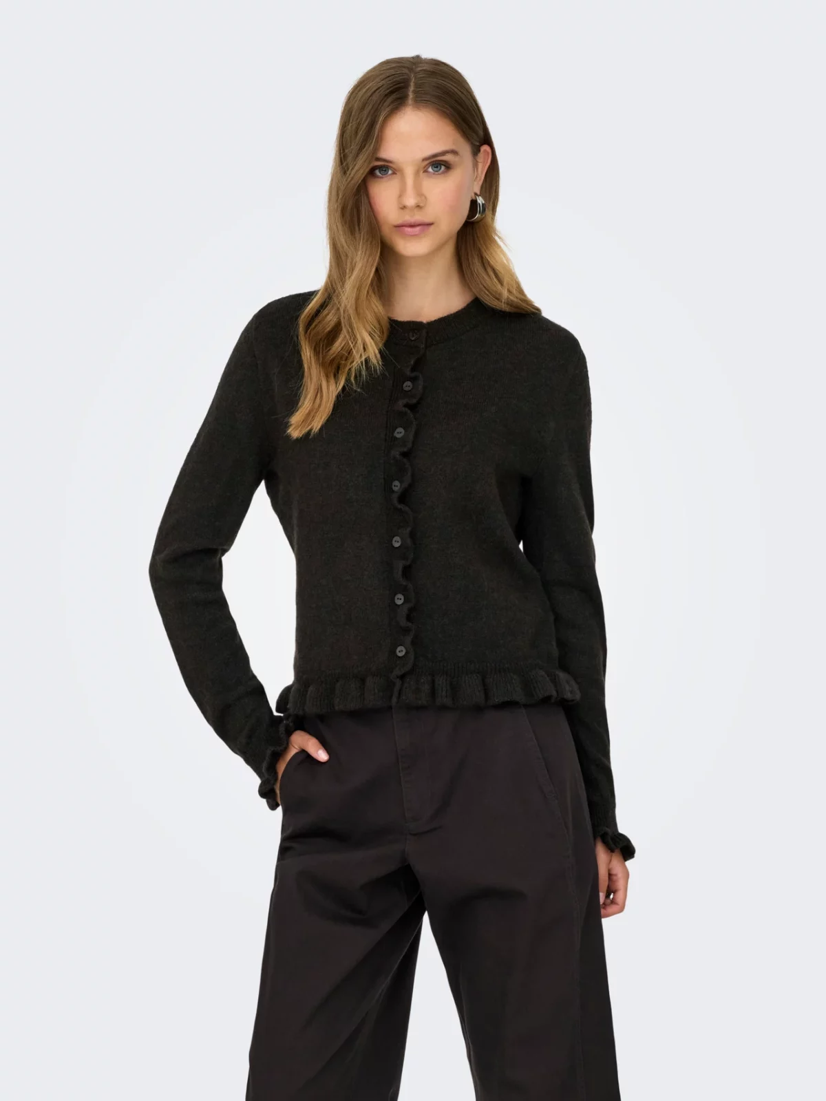 JDYLETTY L/S FRILL CARDIGAN Chocolate Torte - Bild 3
