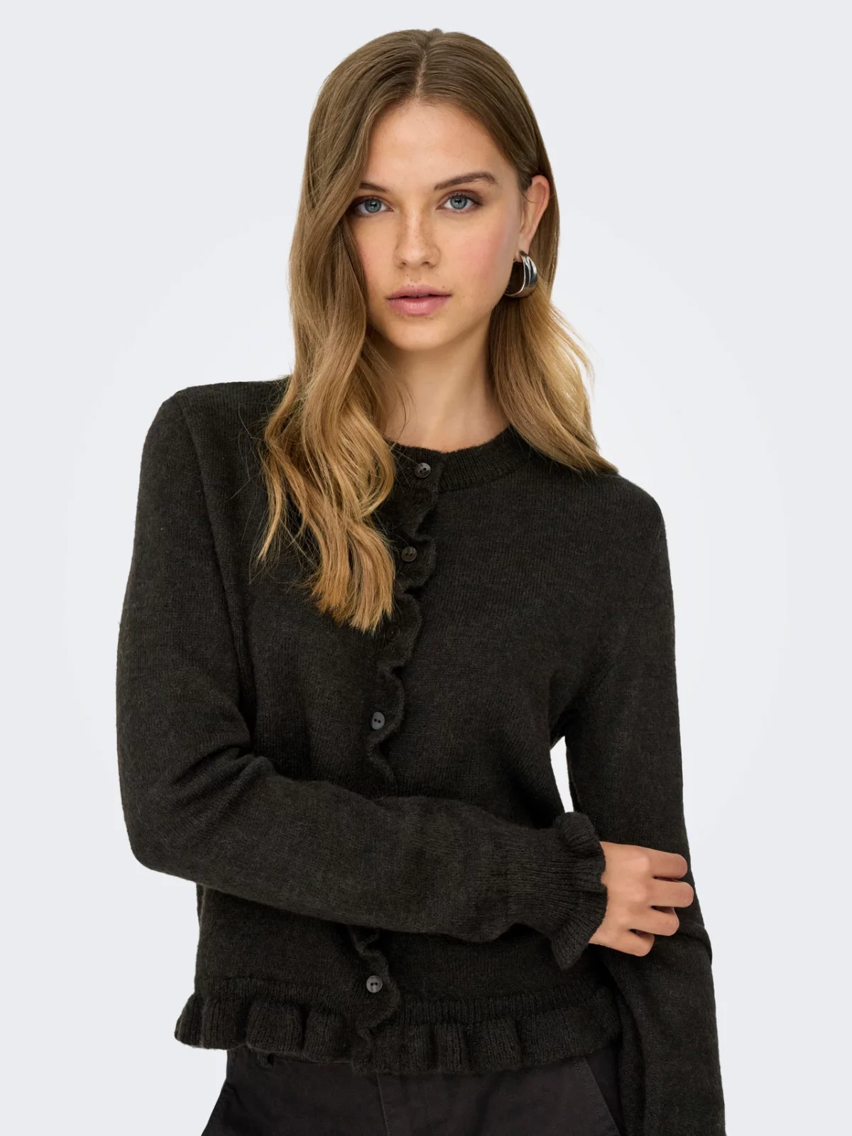 JDYLETTY L/S FRILL CARDIGAN Chocolate Torte - Bild 5
