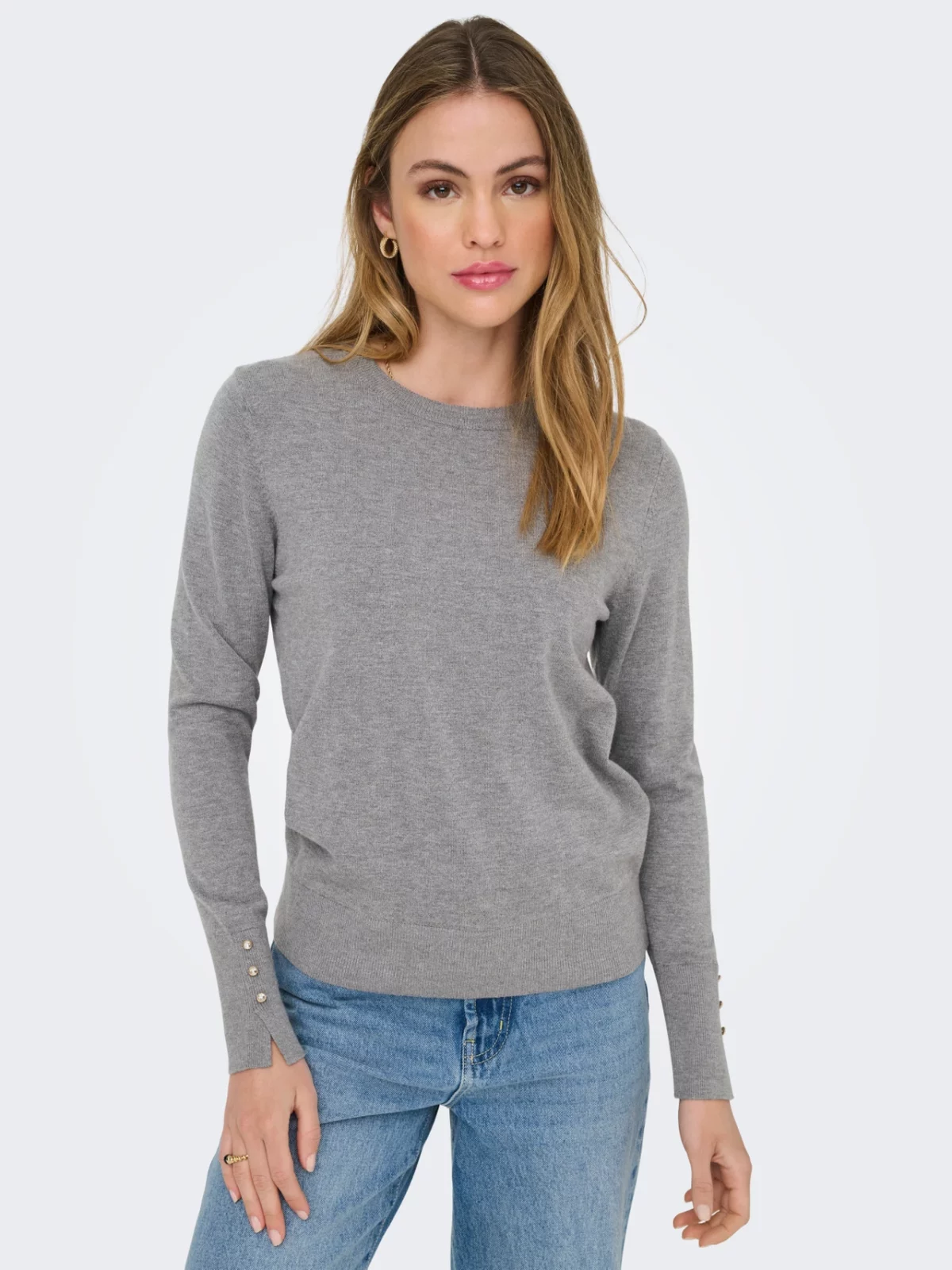JDYMALOU L/S ON BUTTON PULLOVER Medium Grey Melange - Bild 4