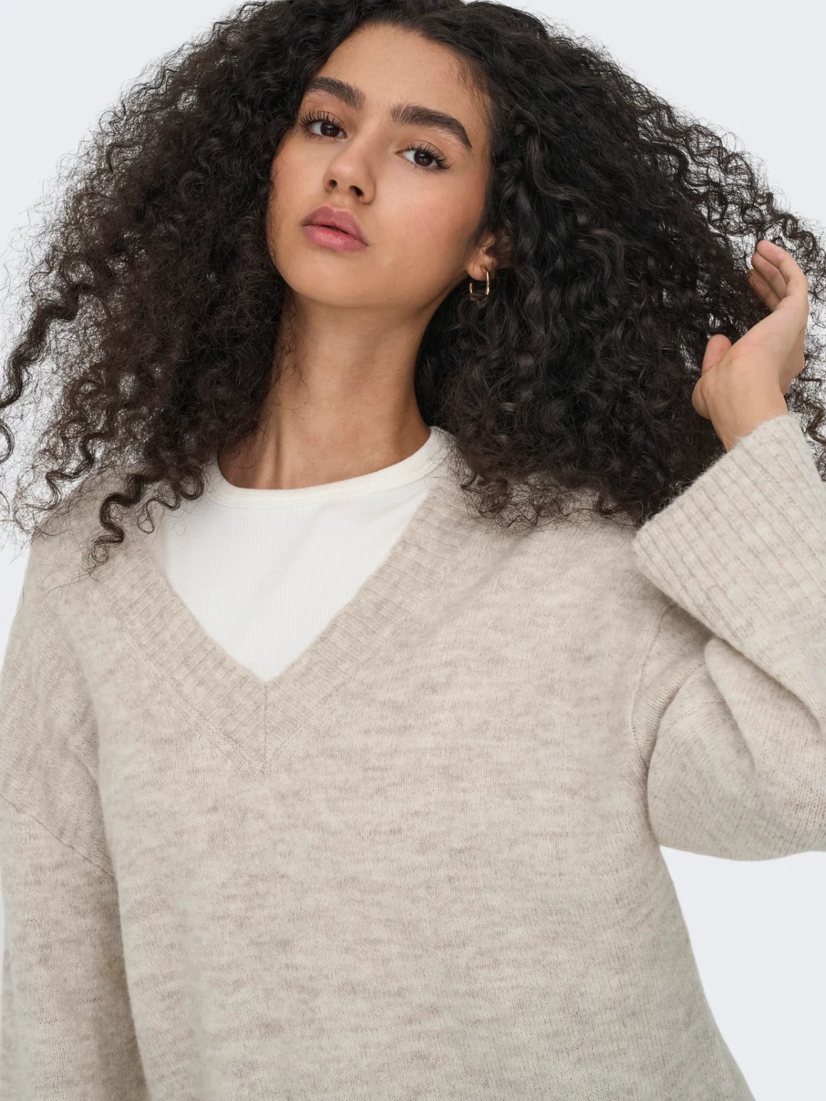 JDYMARINA L/S V-NECK PULLOVER Beige - Bild 5